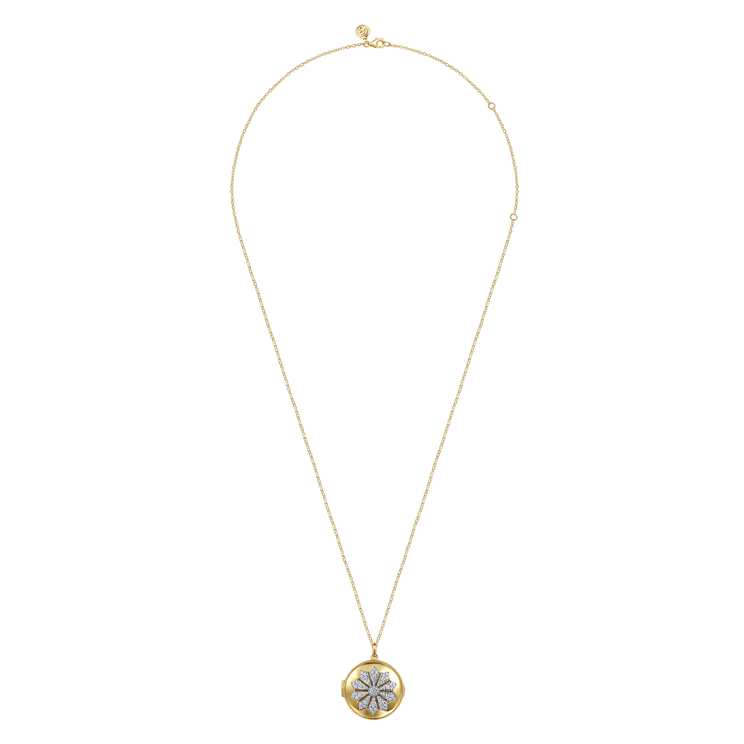 Diamond Locket Necklace in 14K White/Yellow Gold, photograph 4