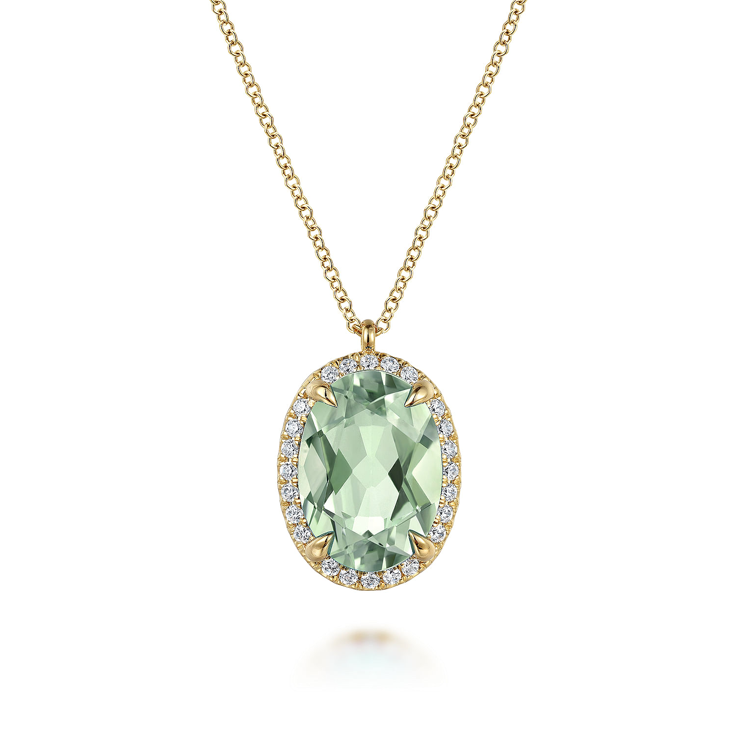 10k yellow gold y necklace large green amethyst prasiolite shops gemstone pendant