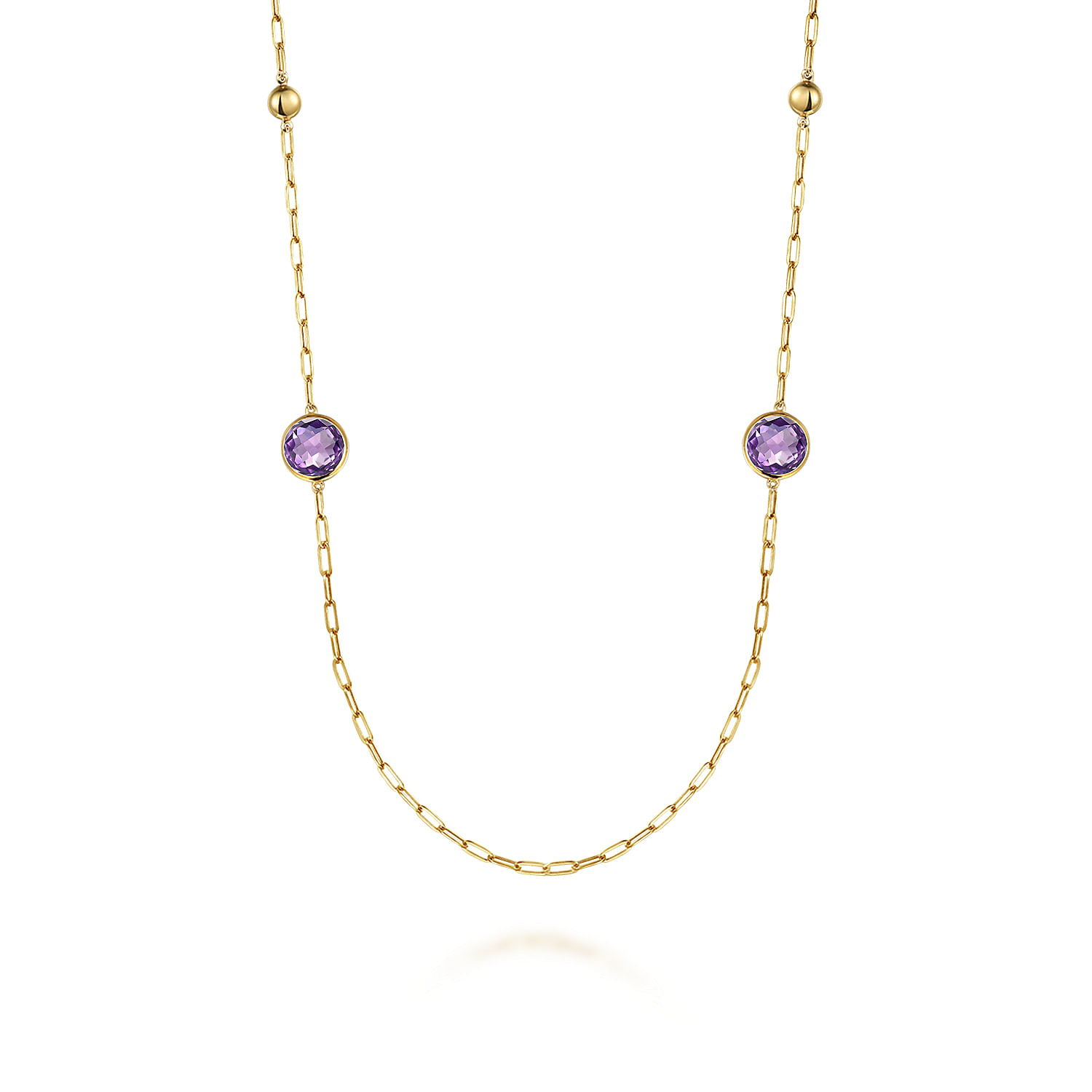 12mm. store Natural Round Amethysts Bezel Pendant 14k Yellow Gold / Double Sided / NOT Gold Filled NOT Gold Plated / Chain NOT Included