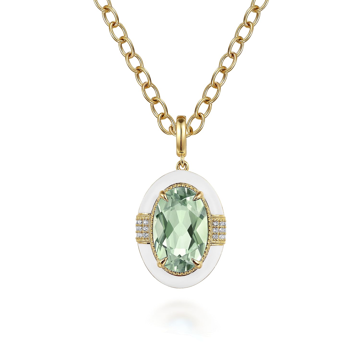 14k white gold 2024 green amethyst pendant