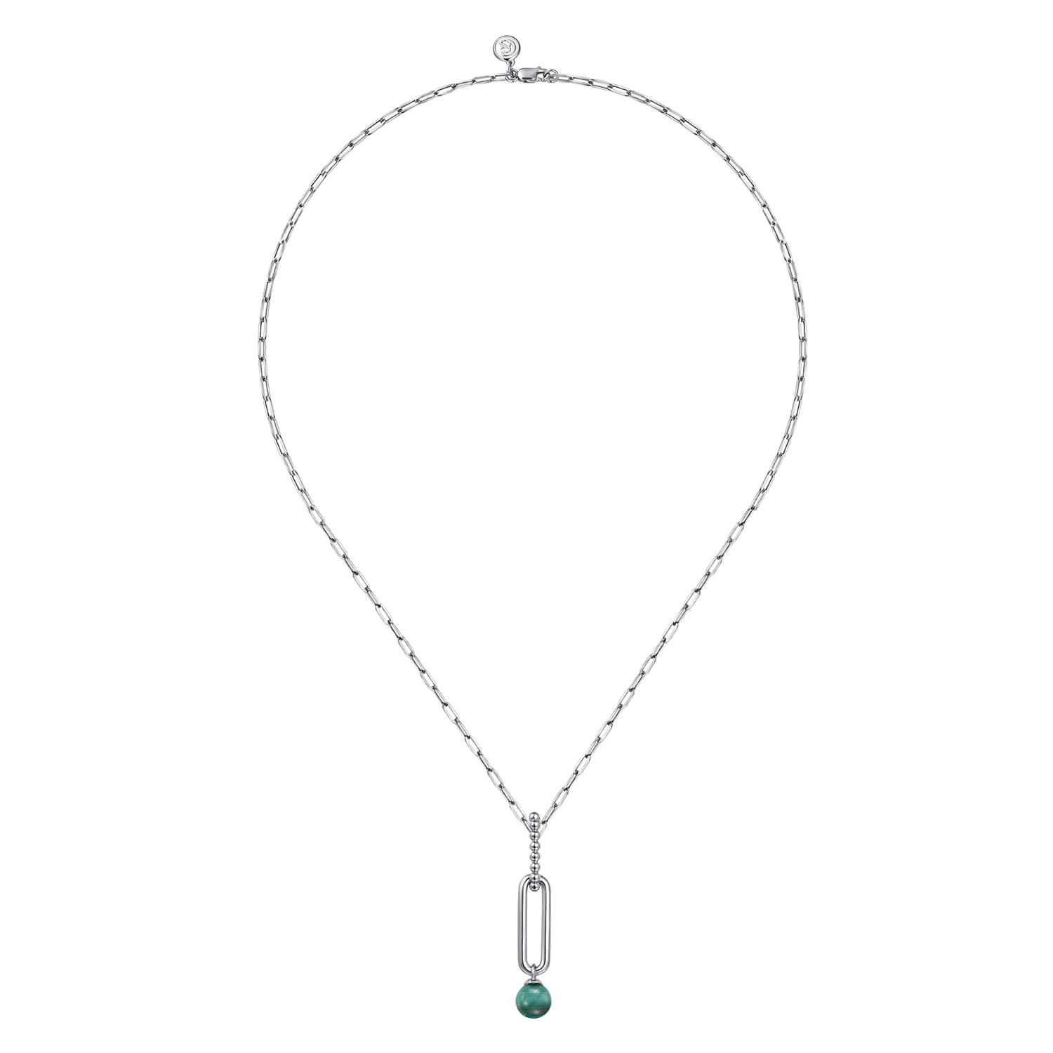 Malachite Bujukan Drop Necklace in Sterling Silver, photograph 2
