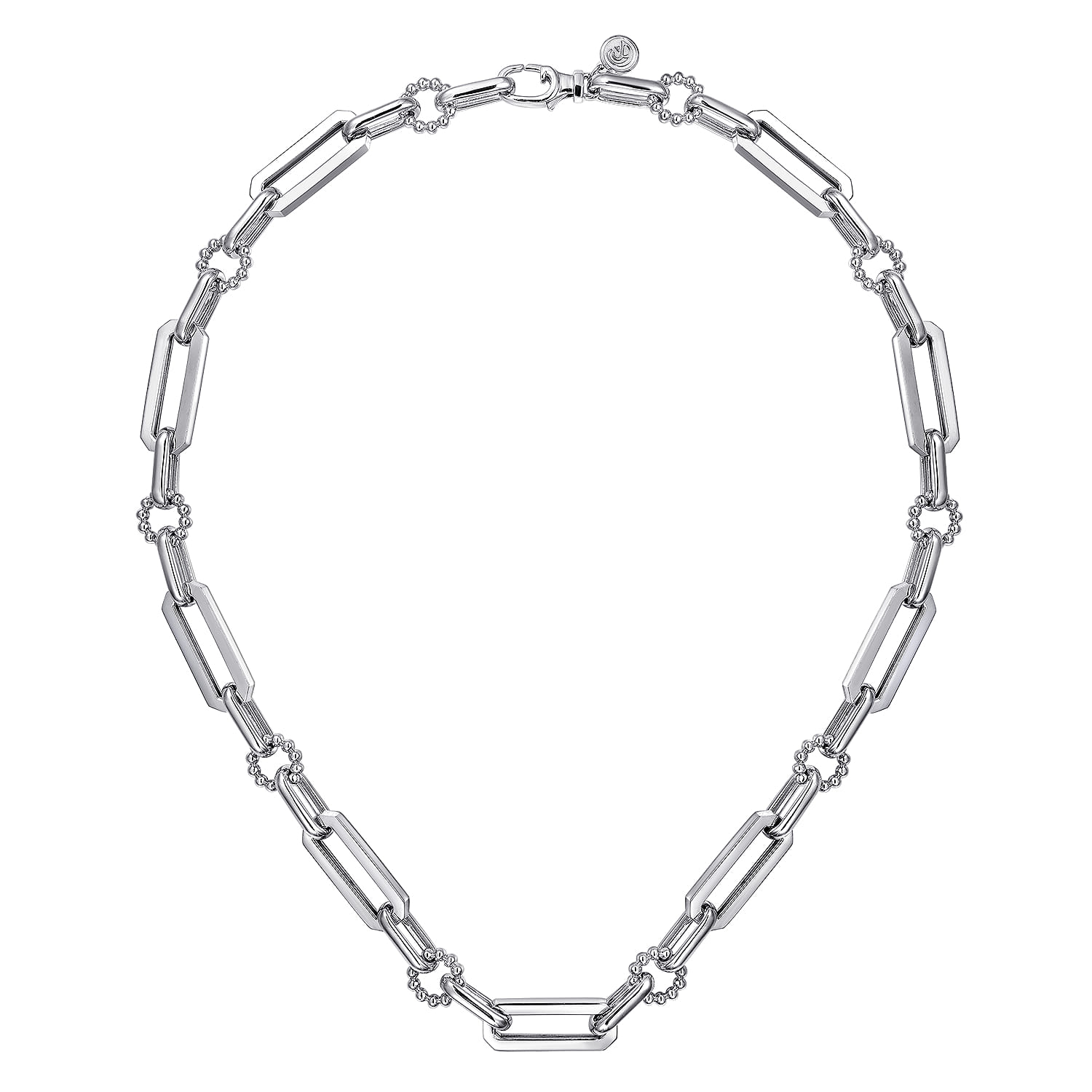 Paper Clip Chain Necklace with Bujukan Connectors in Sterling Silver, photograph 2