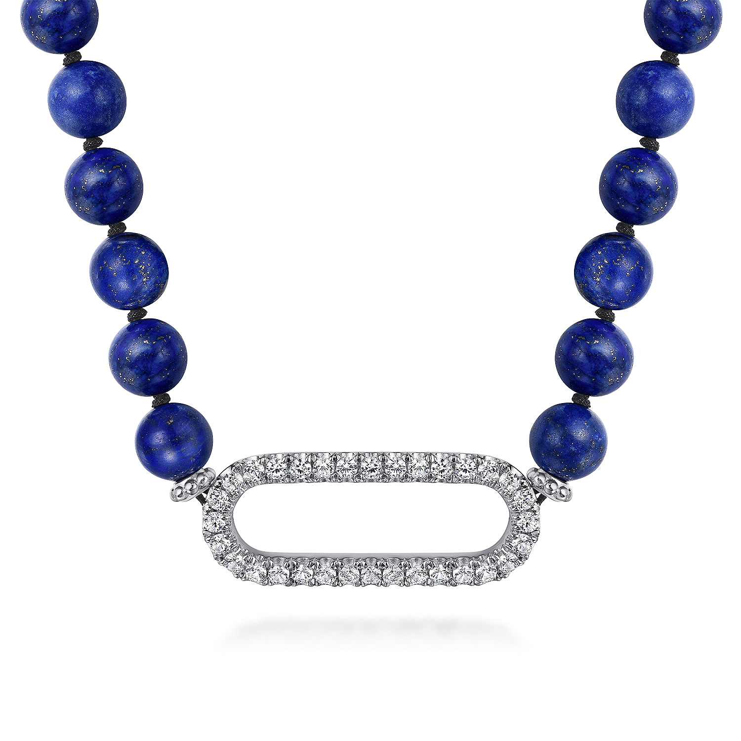 ◇Primaute◇ BLUE BEADS CRYSTAL NECKLACE 925 Sterling Silver White Sapphire and Lapis Beads Necklace