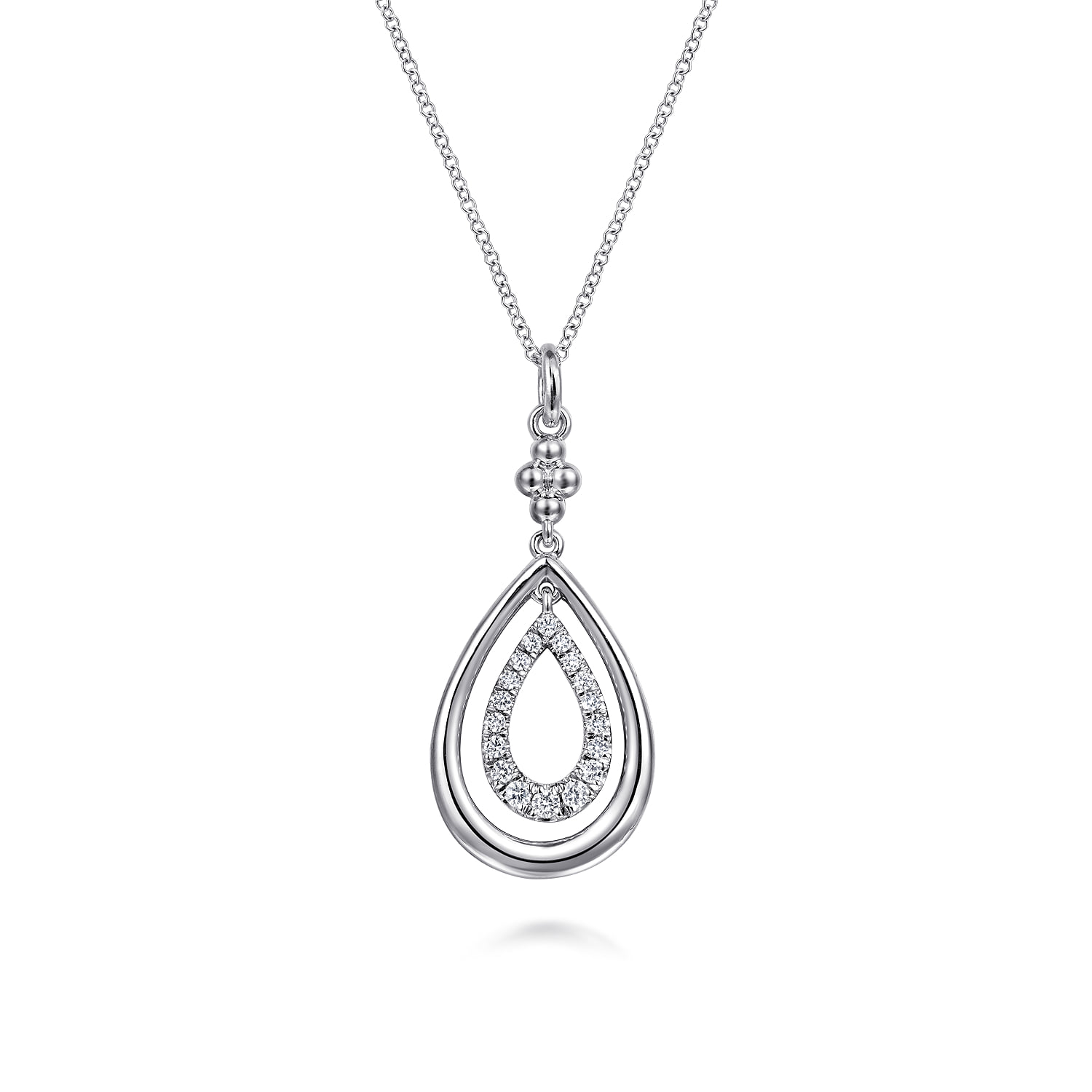 White Sapphire Teardrop Pendant Necklace-Bujukan