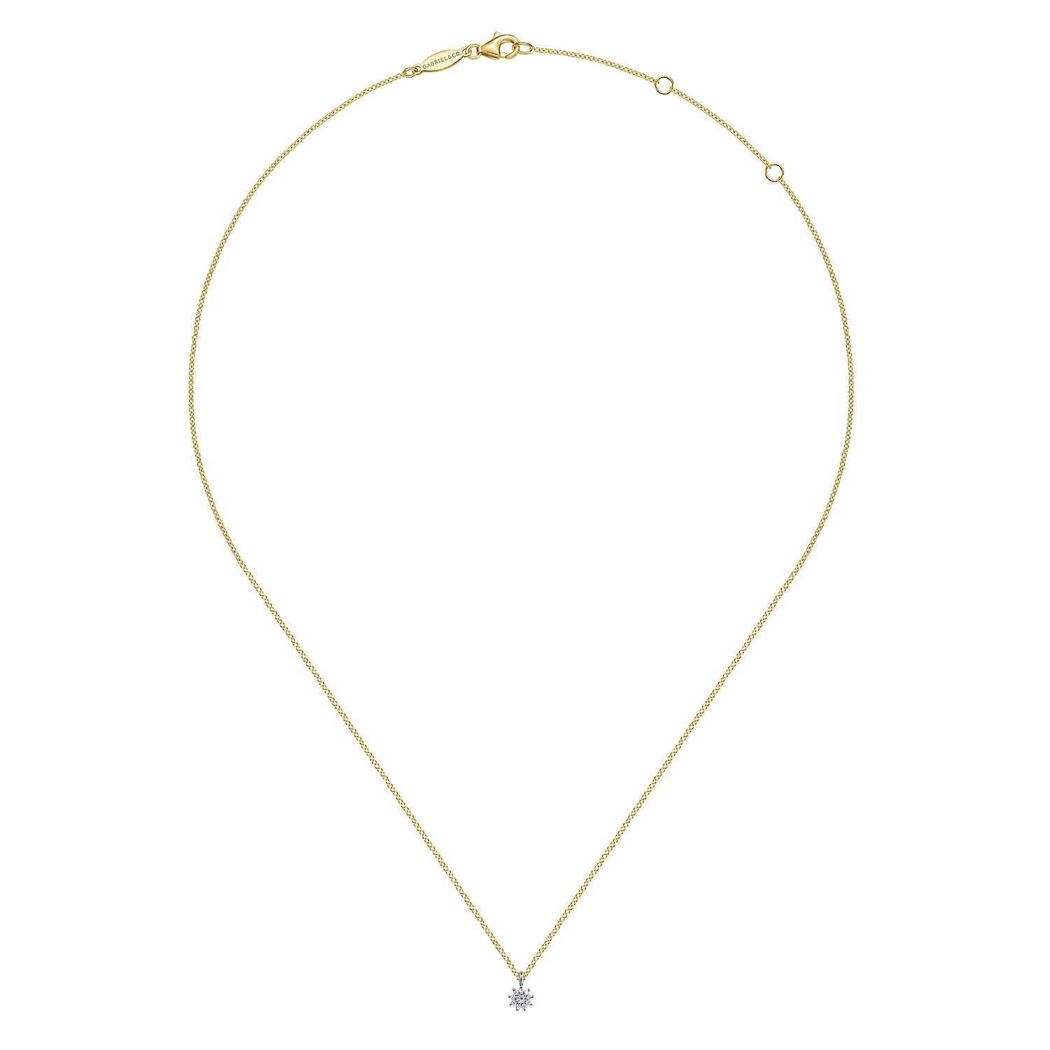 Diamond Flower Pendant Necklace in 14K White/Yellow Gold, photograph 2
