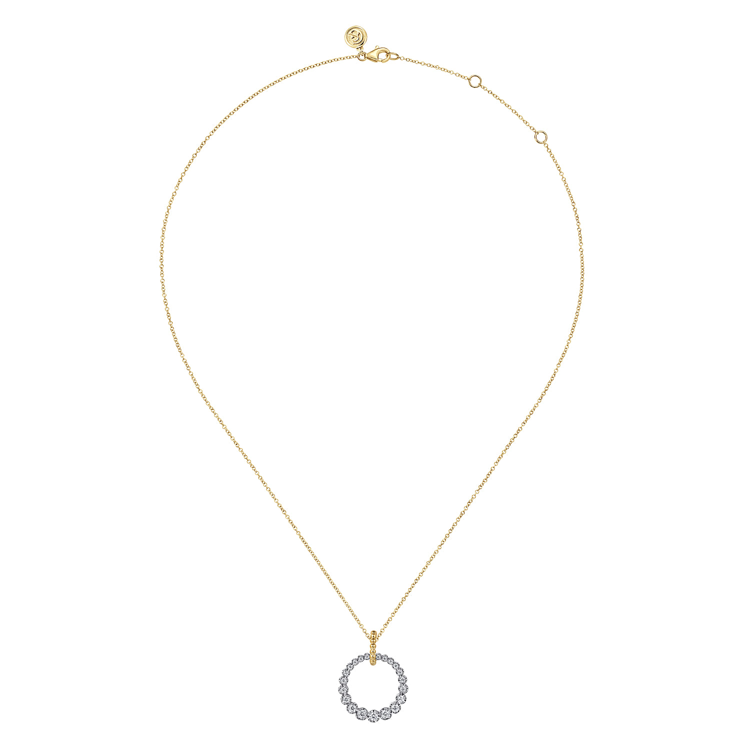 Diamond Drop Necklace 20mm-Bujukan in 14K White/Yellow Gold, photograph 2