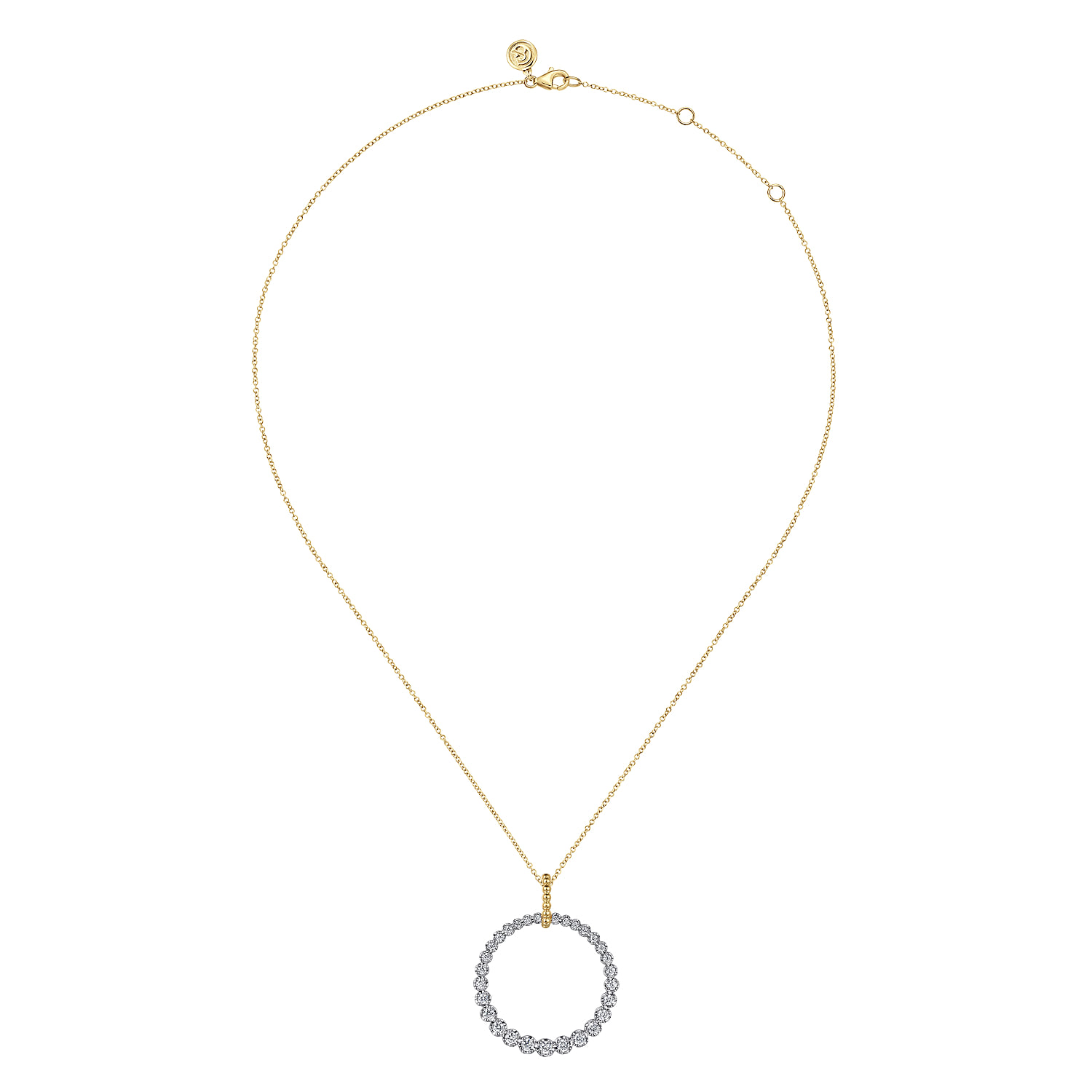 Diamond Bujukan 30mm Drop Necklace in 14K White/Yellow Gold, photograph 2