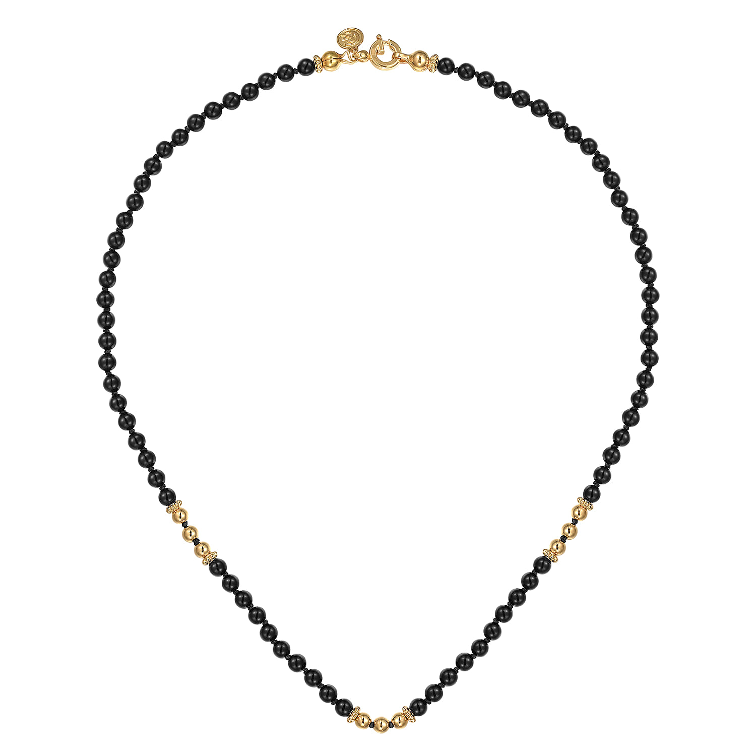 Onyx Beads Necklace in 14K Yellow Gold, photograph 2