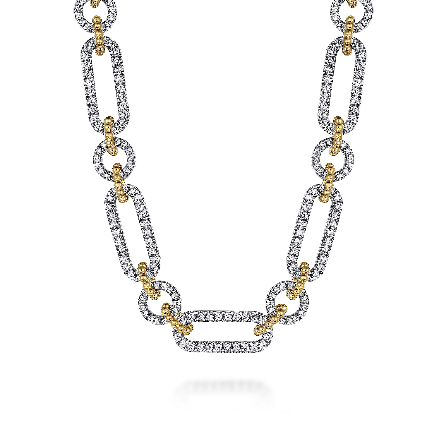 14K Yellow-White Chain Pave Link Necklace @ $14100. Shop