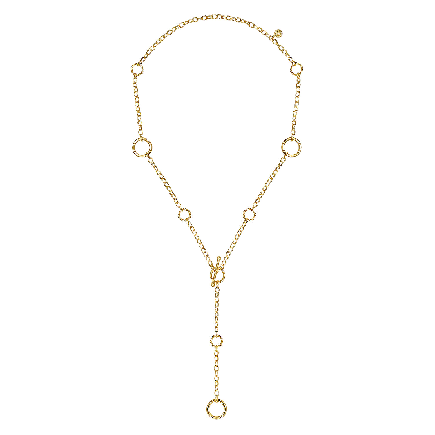 Bujukan Hollow Tube Y-Knot Necklace in 14K Yellow Gold, photograph 2