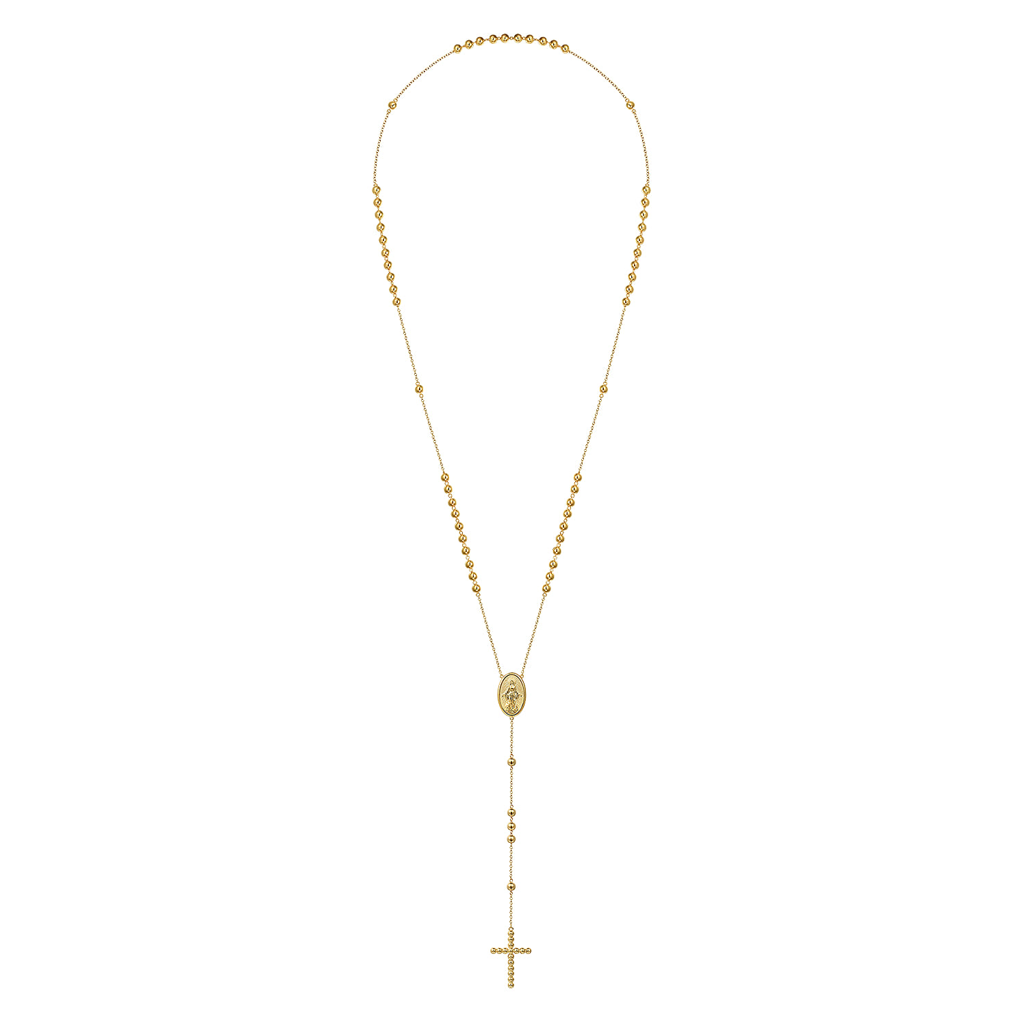 Beads Rosary Necklace in 14K Yellow Gold, photograph 2