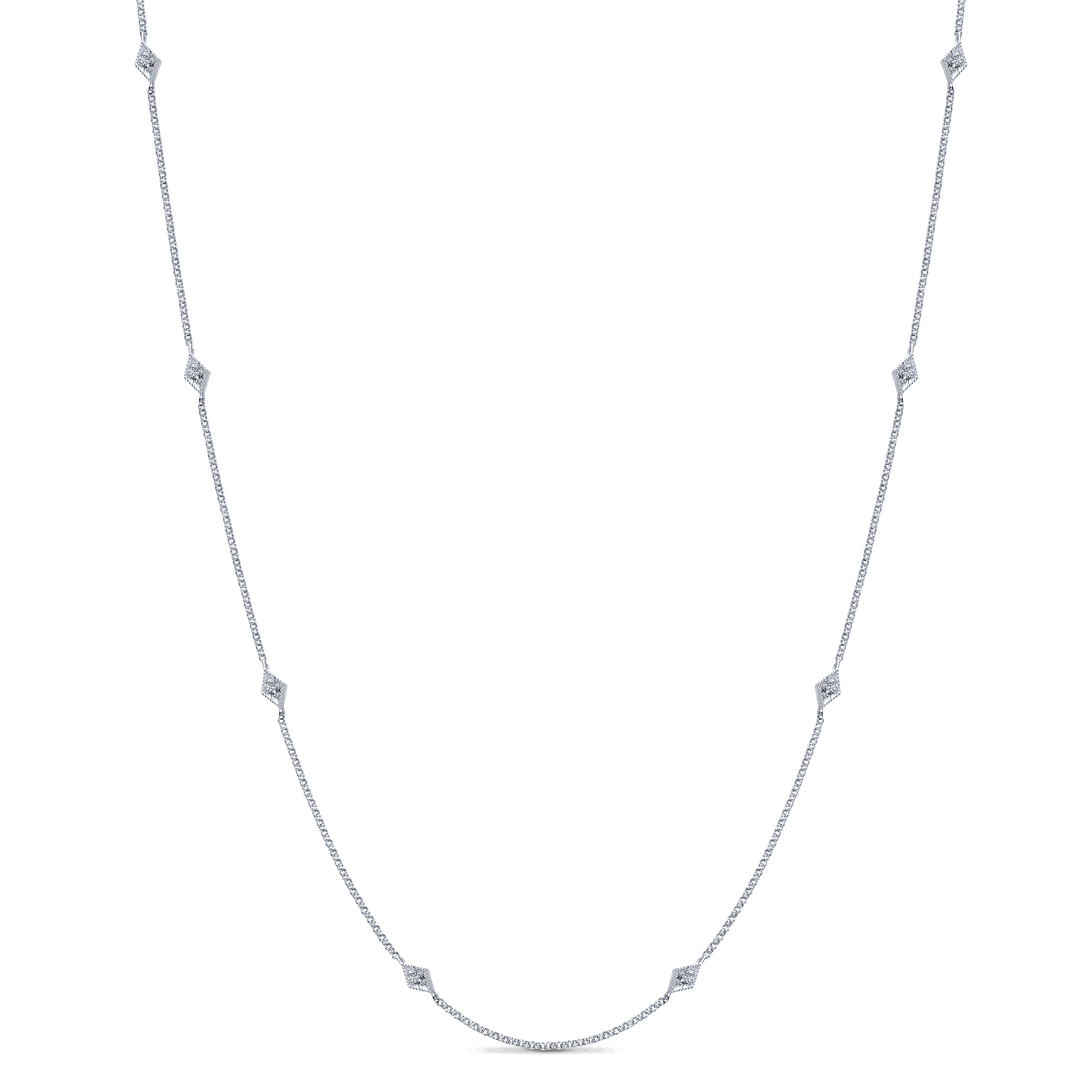 Rhombus and Diamond Station Necklace