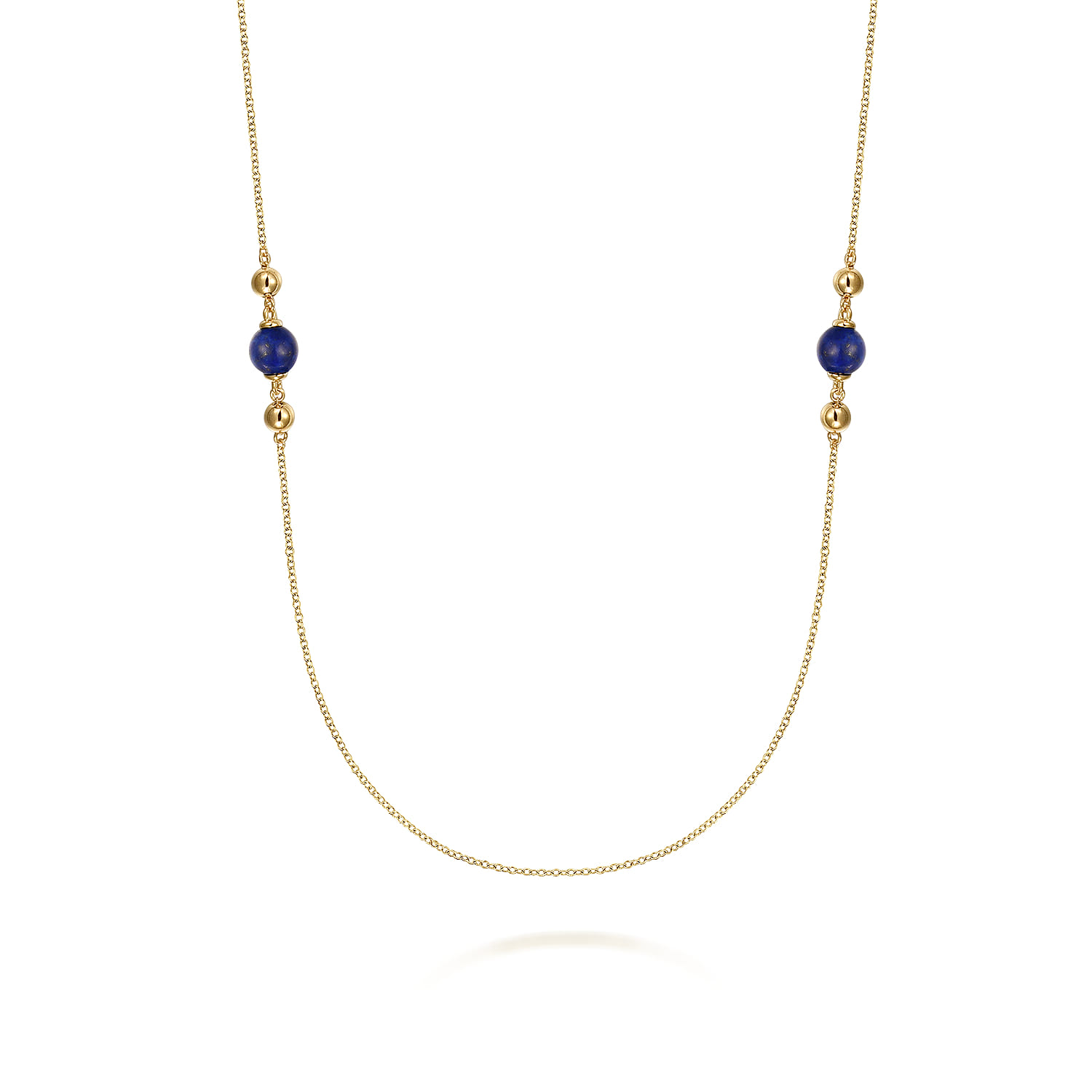 Lapis and Bujukan Bead Station Necklace