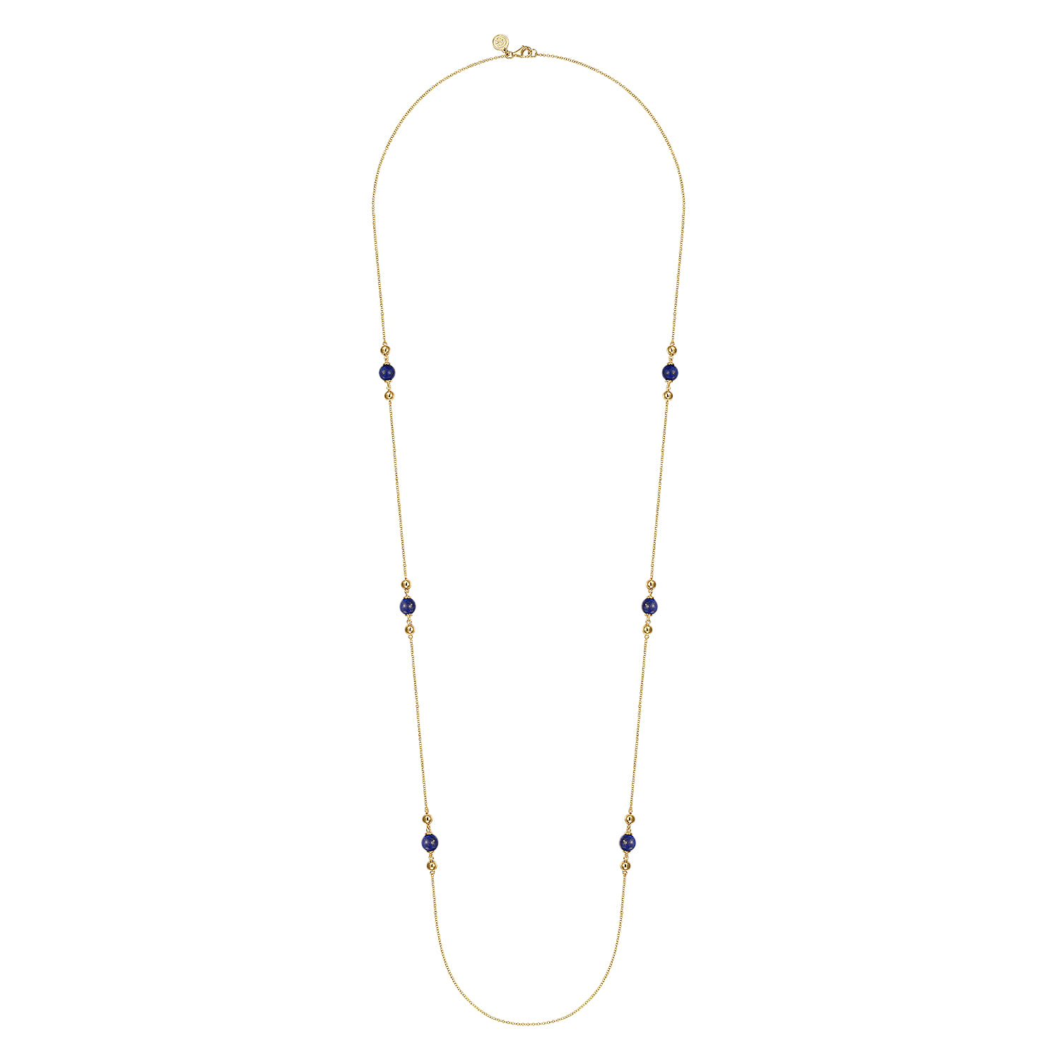 Lapis and Bujukan Bead Station Necklace in 14K Yellow Gold, photograph 2