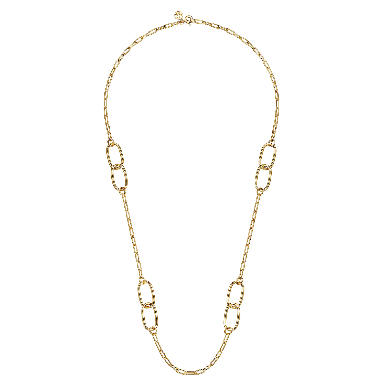 Chain Necklace with Link Stations in 14K Yellow Gold, photograph 2
