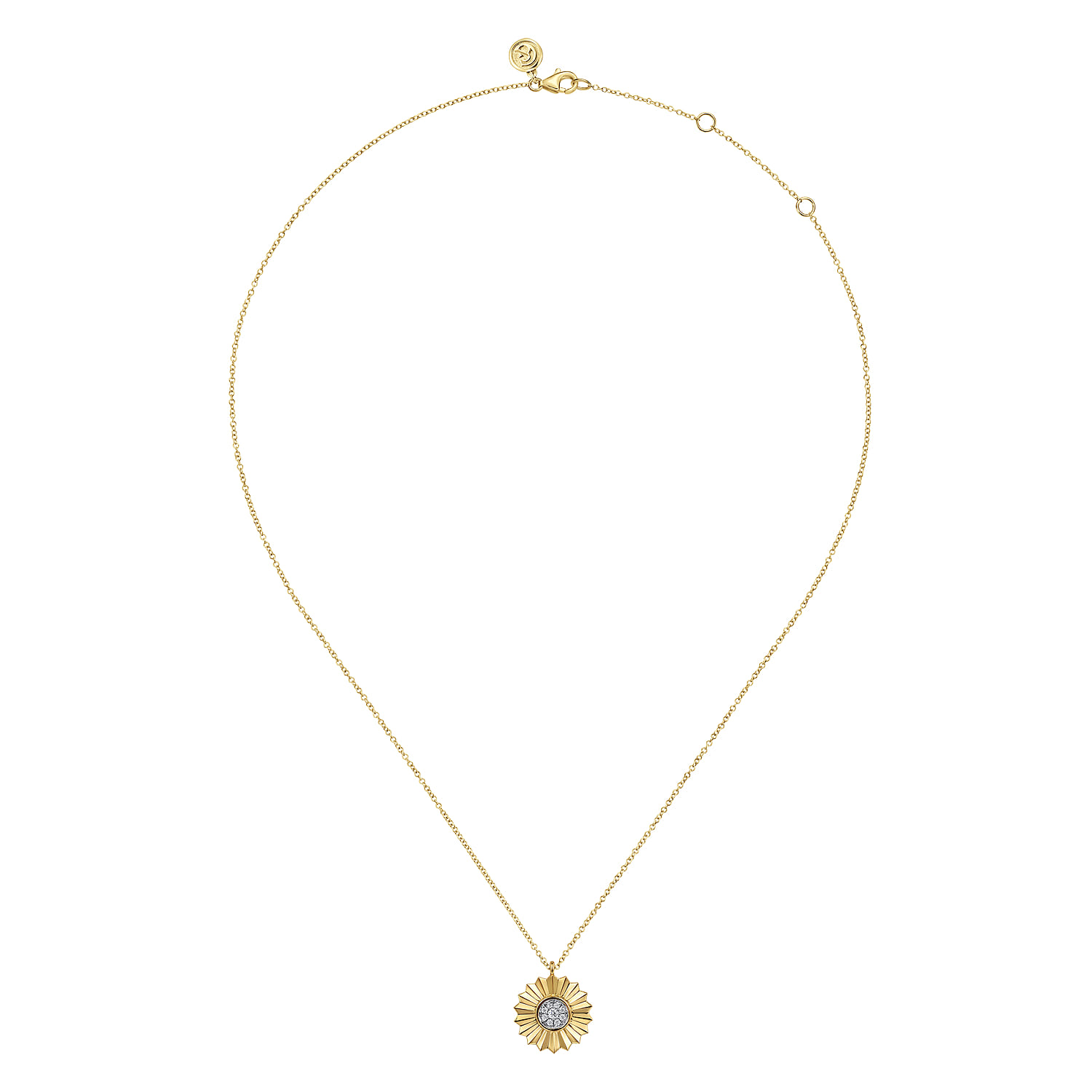 Diamond Cut Pendant Necklace in 14K White/Yellow Gold, photograph 2