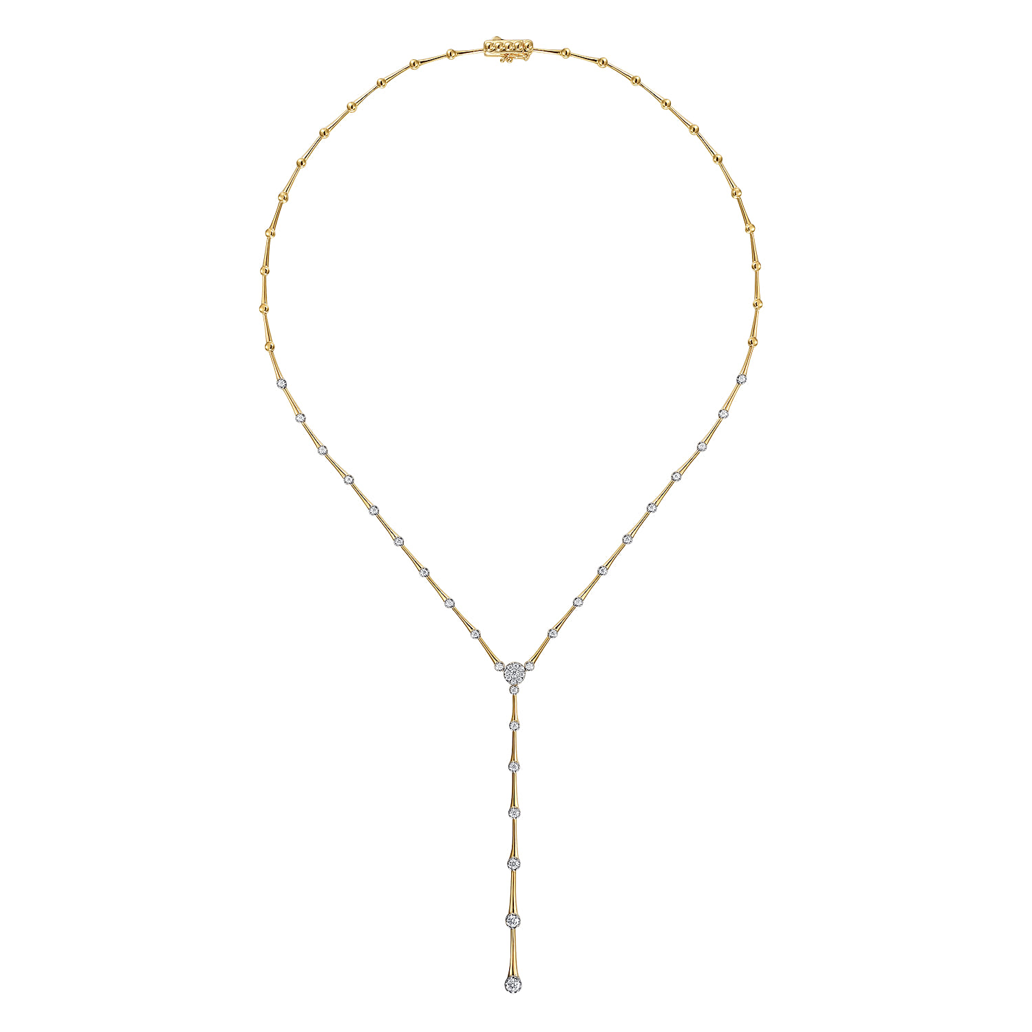 Diamond Y Knots Necklace in 14K White/Yellow Gold, photograph 2