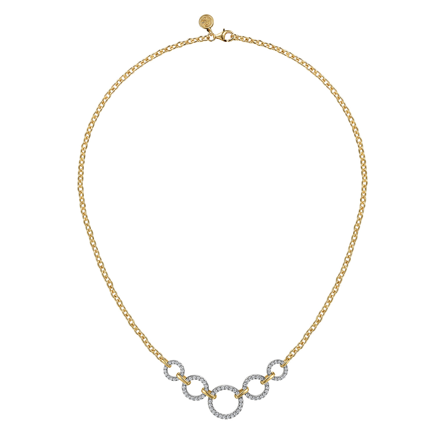Diamond Circles Chain Necklace in 14K White/Yellow Gold, photograph 2