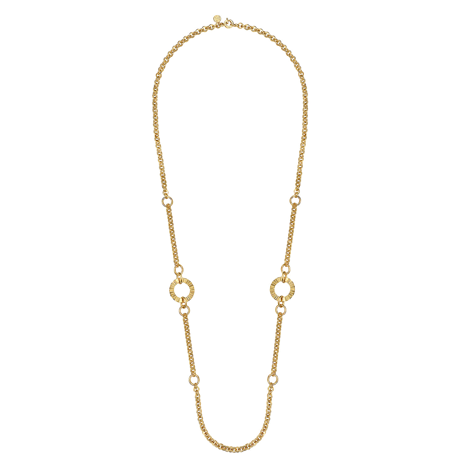 Diamond Cut Station Necklace in 14K Yellow Gold, photograph 2