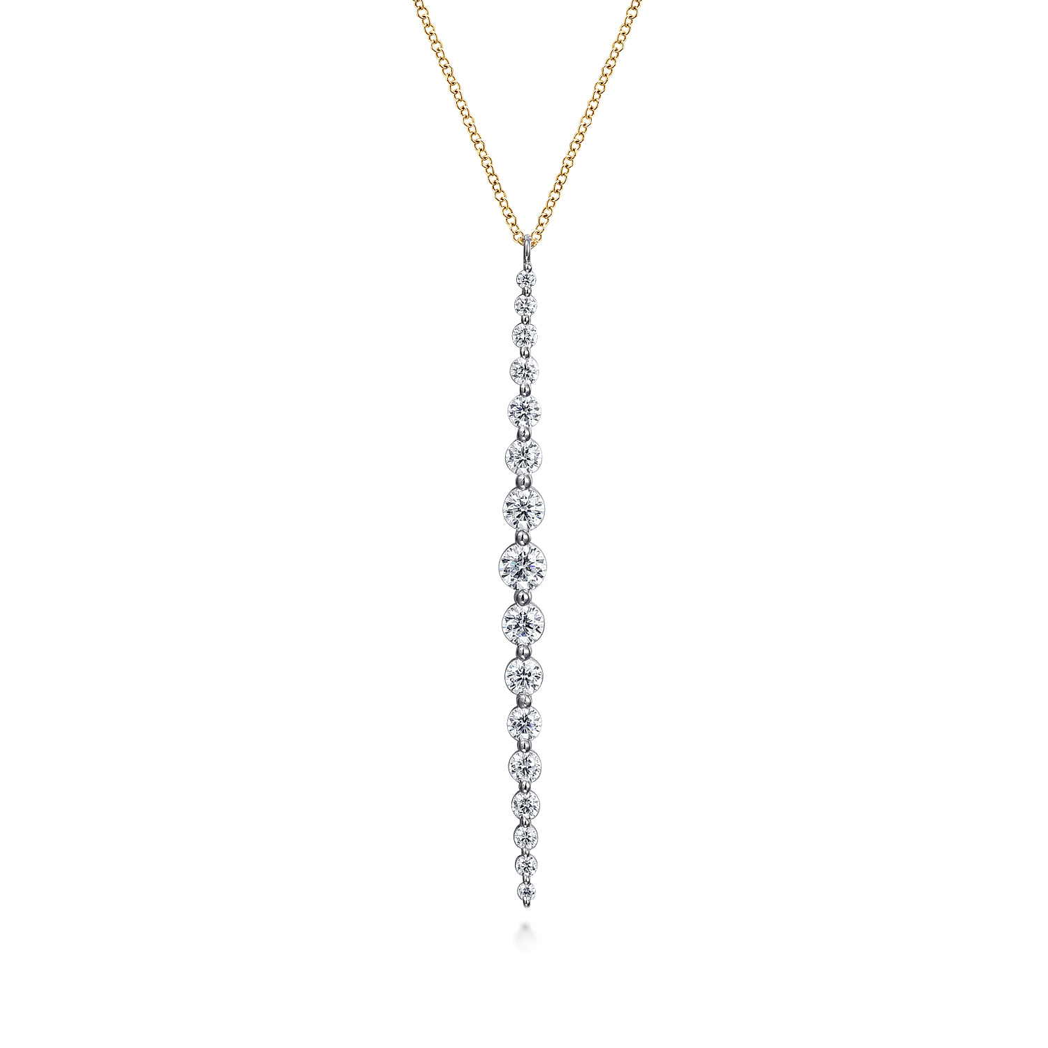 Diamond Bar Necklace in 14K White/Yellow Gold