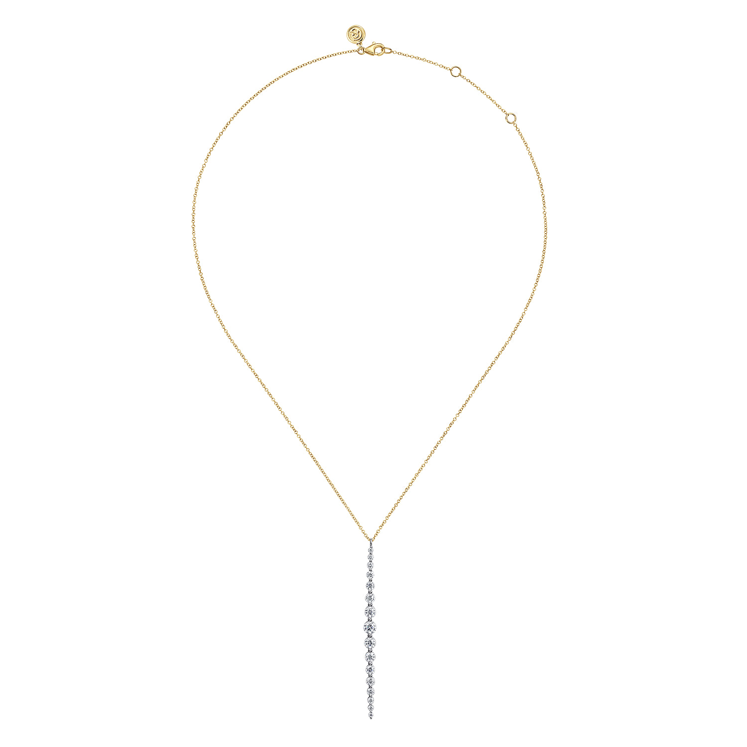 Diamond Bar Necklace in 14K White/Yellow Gold, photograph 2