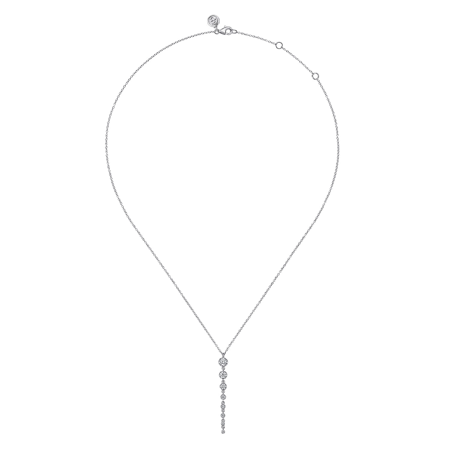 Graduating Vertical Diamond Bar Necklace in 14K White Gold, photograph 2