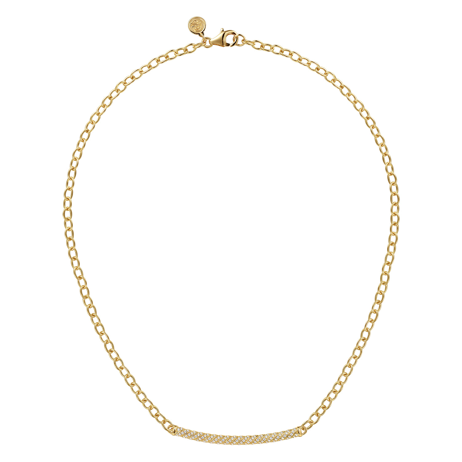 Rope Diamond Bar Necklace in 14K Yellow Gold, photograph 2