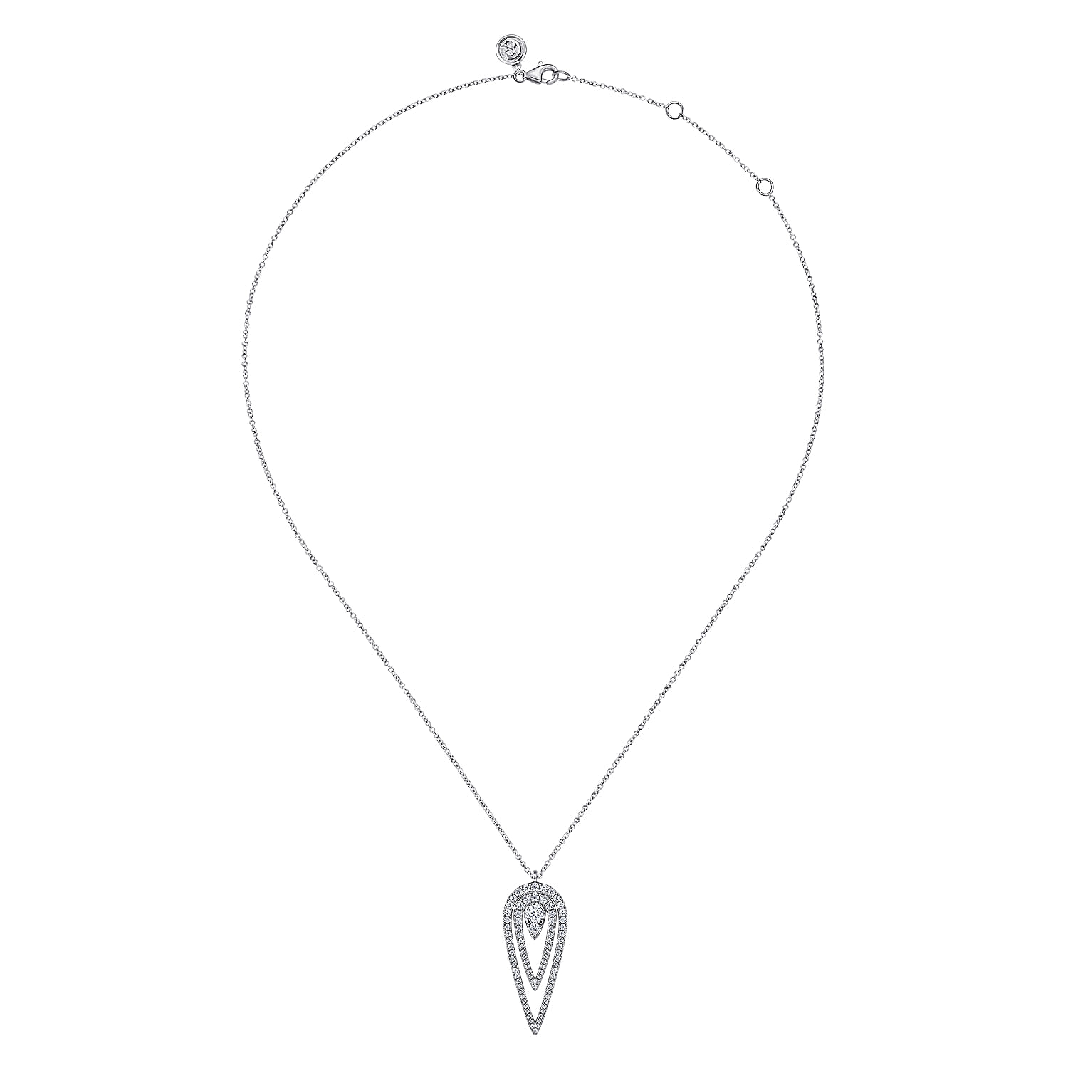 Diamond Drop Pendant Necklace in 14K White Gold, photograph 2