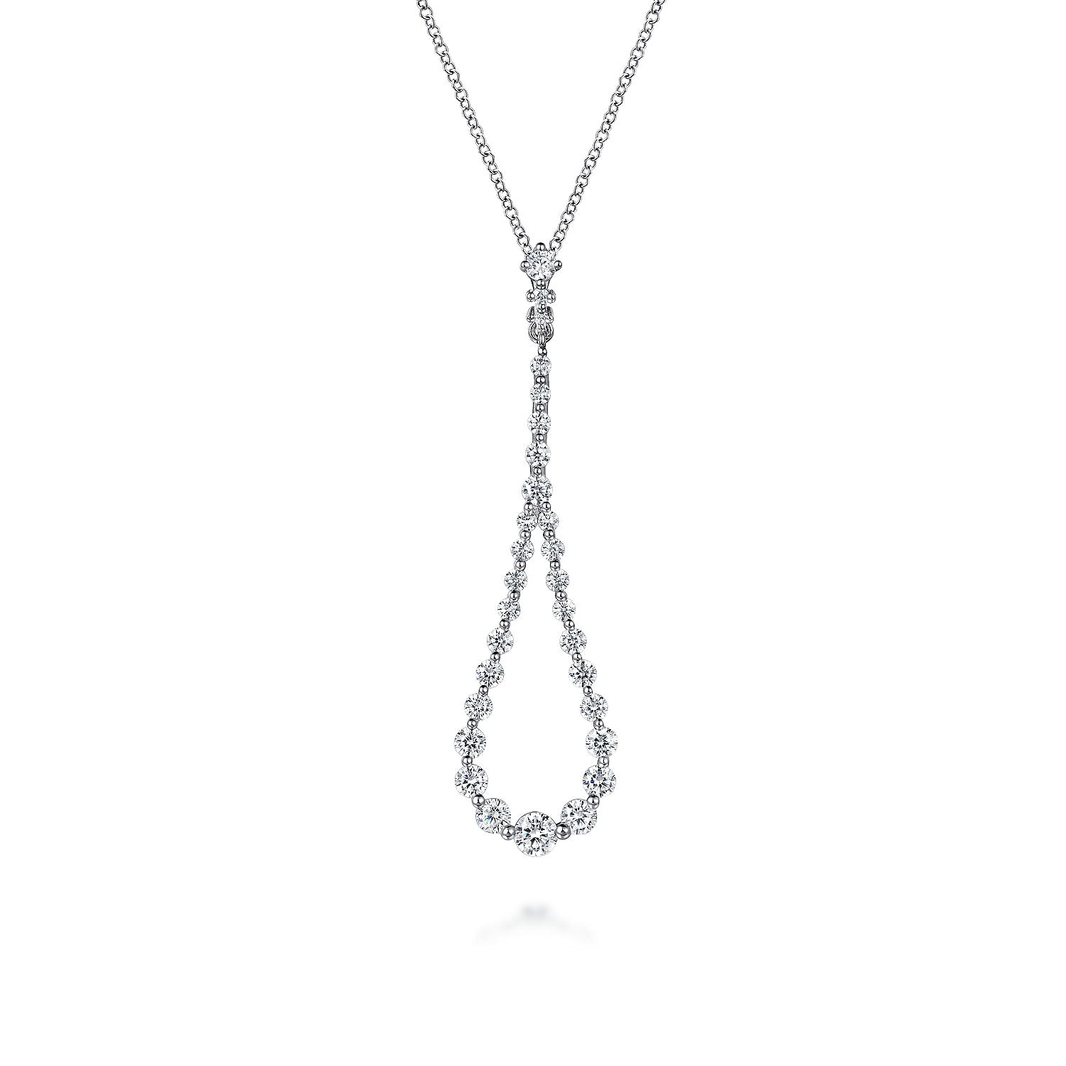 14K White Gold Diamond Pendant Teardrop Necklace @ $4900