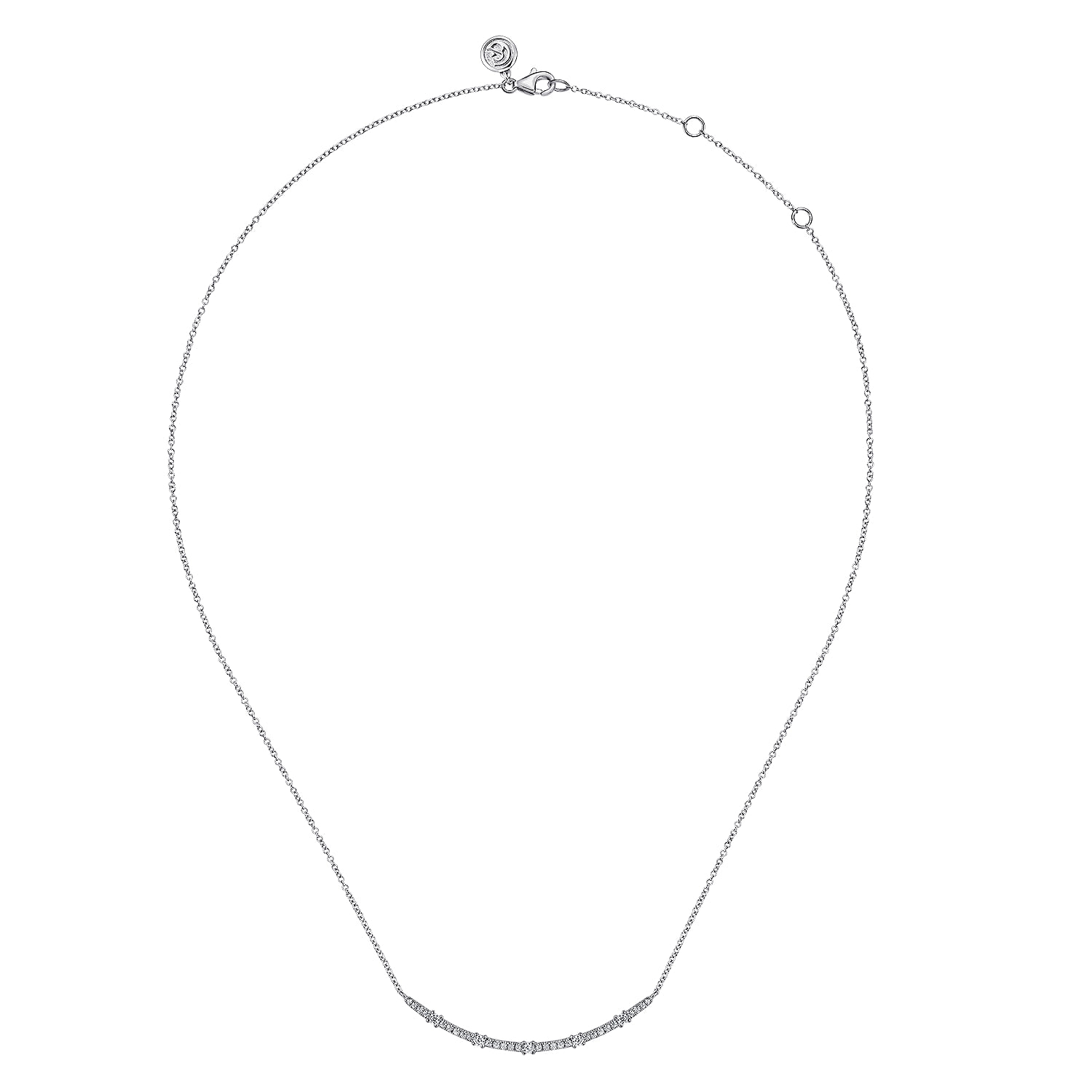 Diamond Bar Necklace in 14K White Gold, photograph 2