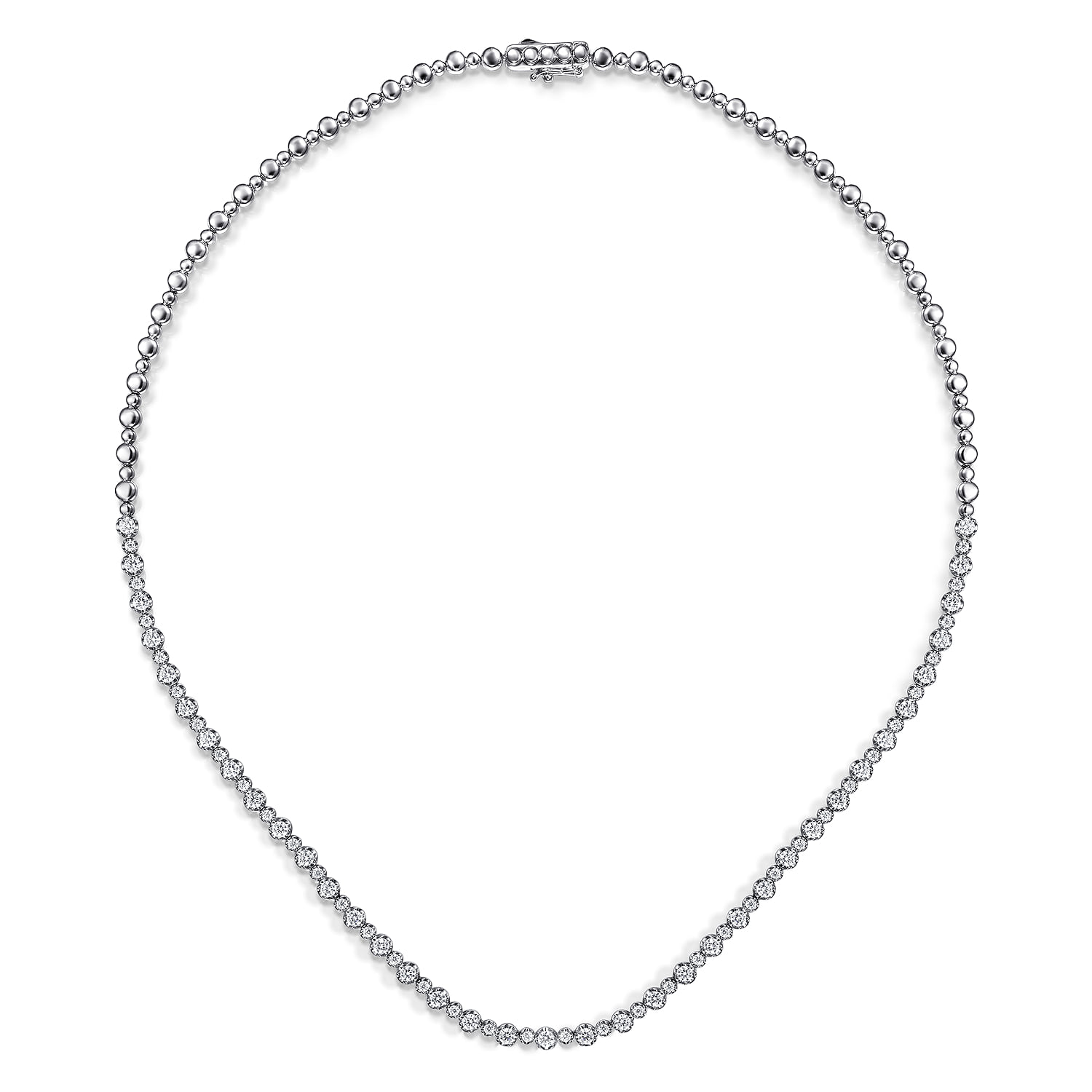 Diamond Tennis Necklace in 14K White Gold, photograph 2