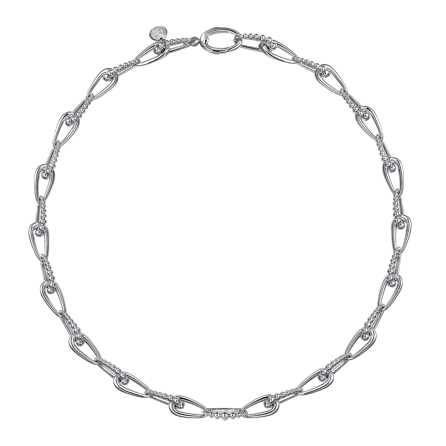 Link Chain Necklace with Bujukan Connectors in Sterling Silver, photograph 2