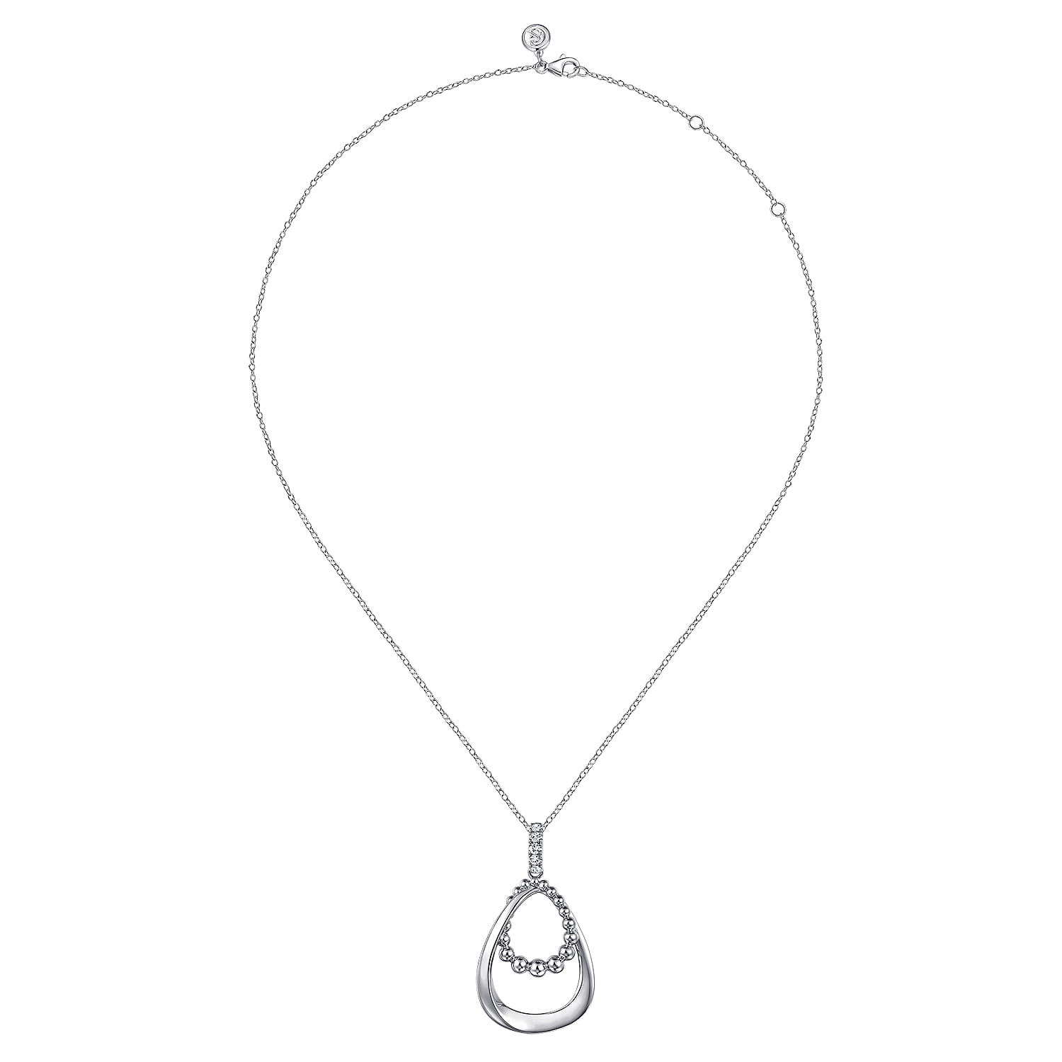 White Sapphire Teardrop Pendant Necklace- Bujukan in Sterling Silver, photograph 2