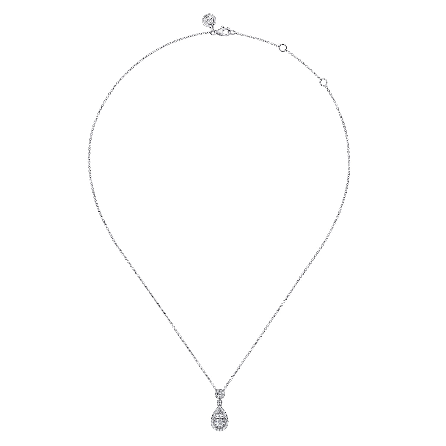 Diamond Teardrop Pendant Necklace in 14K White Gold, photograph 2