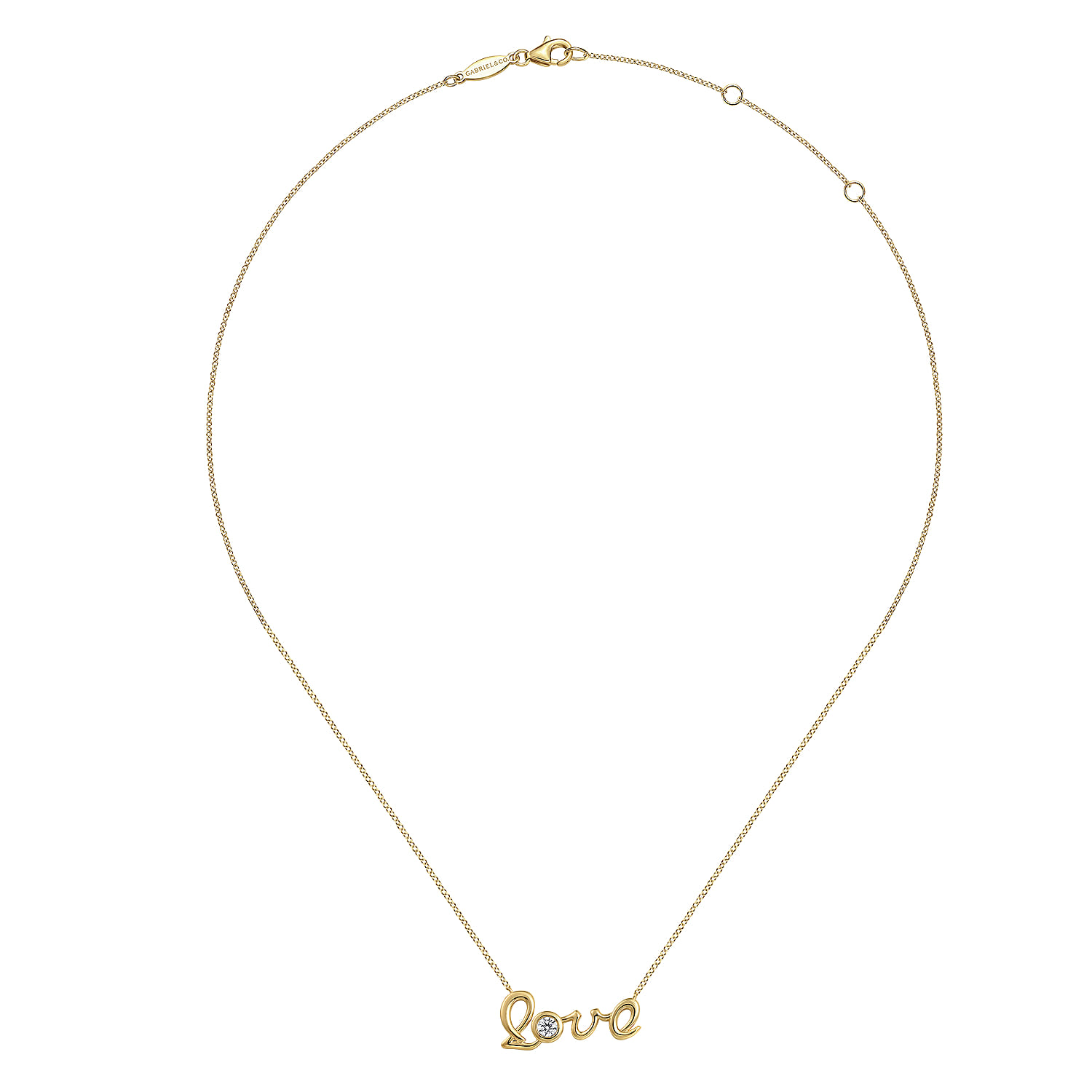 Love Pendant Necklace with Diamond Accent in 14K Yellow Gold, photograph 2