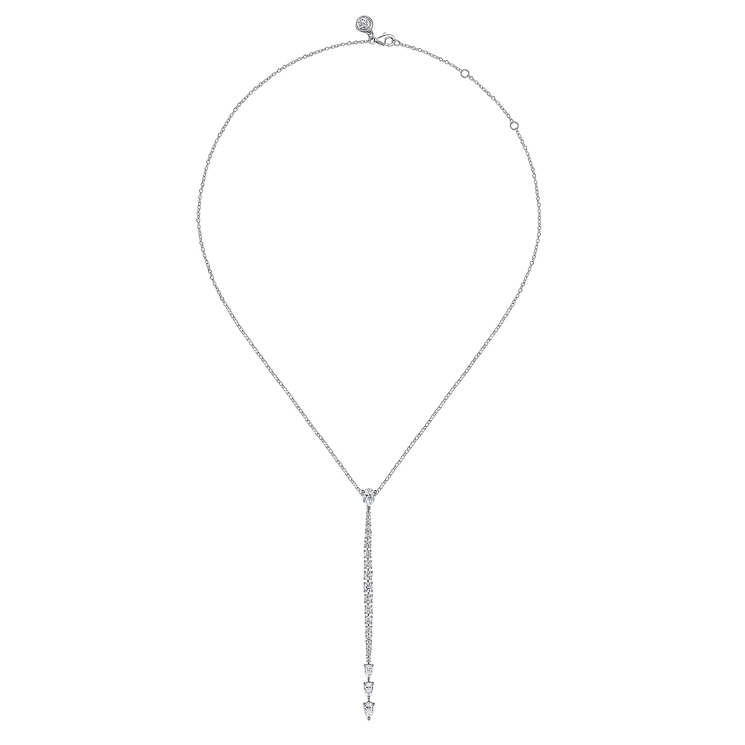 Diamond Vertical Bar Pendant Necklace in 18K White Gold, photograph 2