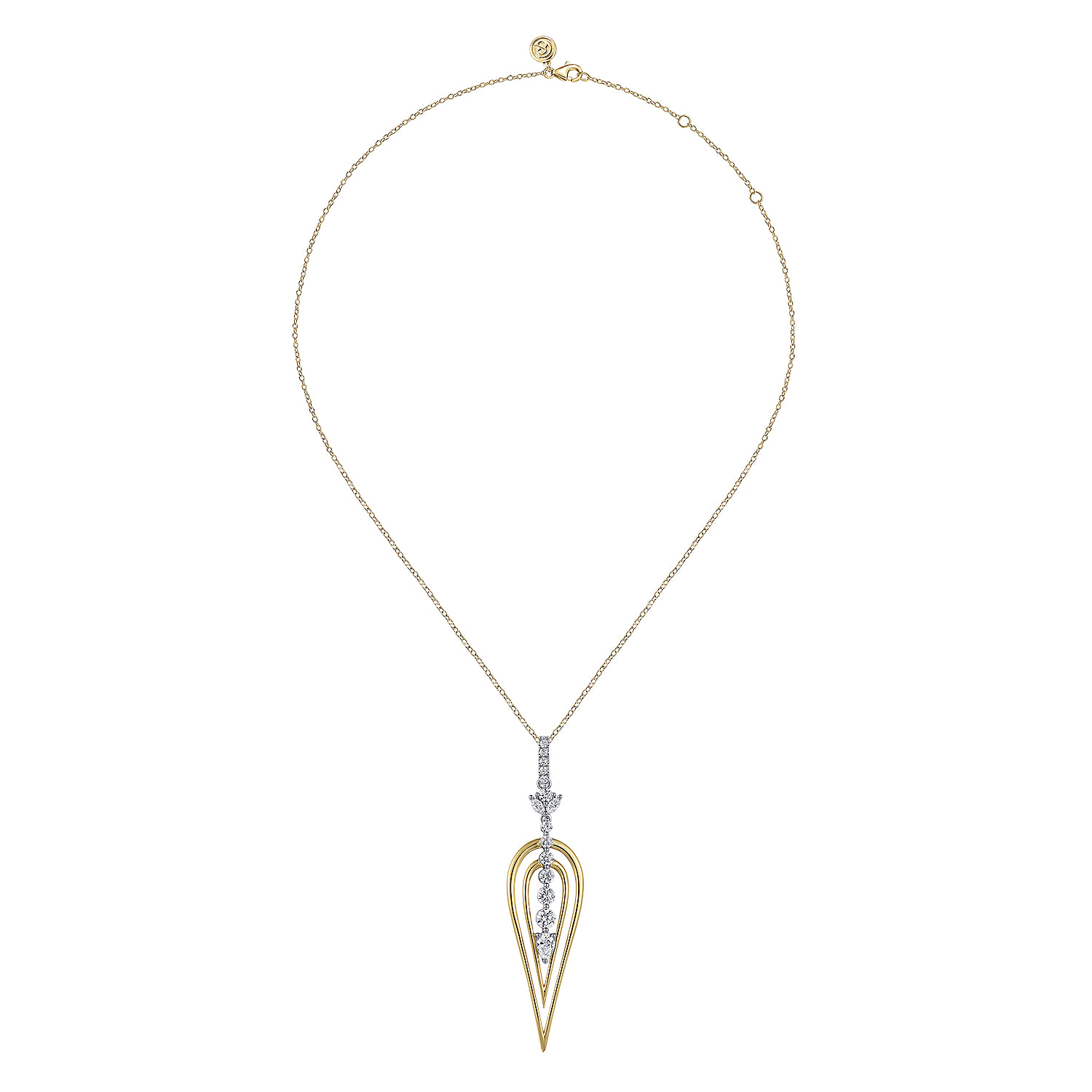 Diamond Drop Pendant Necklace in 18K White/Yellow Gold, photograph 2