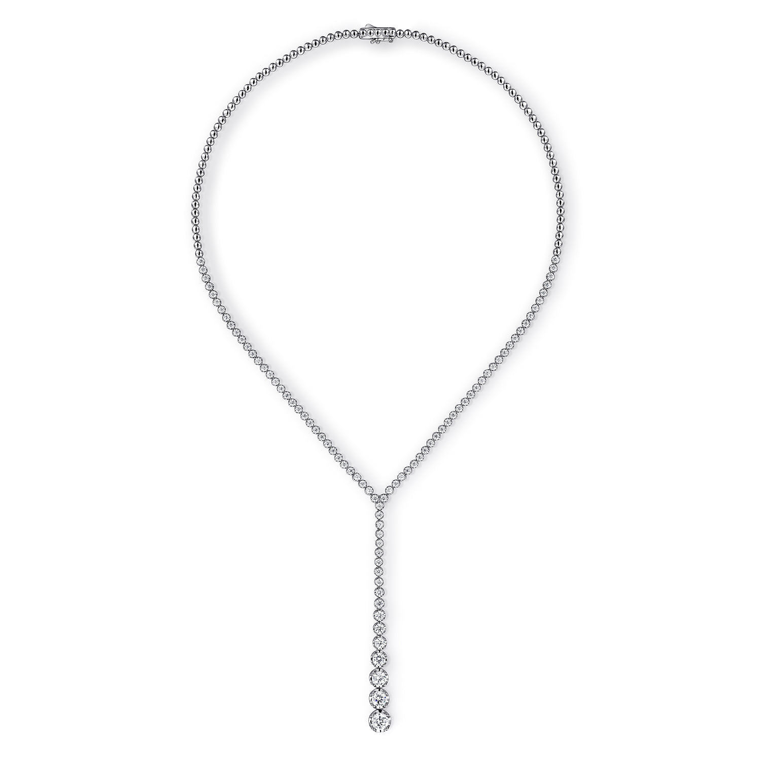 Diamond Tennis Y Necklace in 18K White Gold, photograph 2