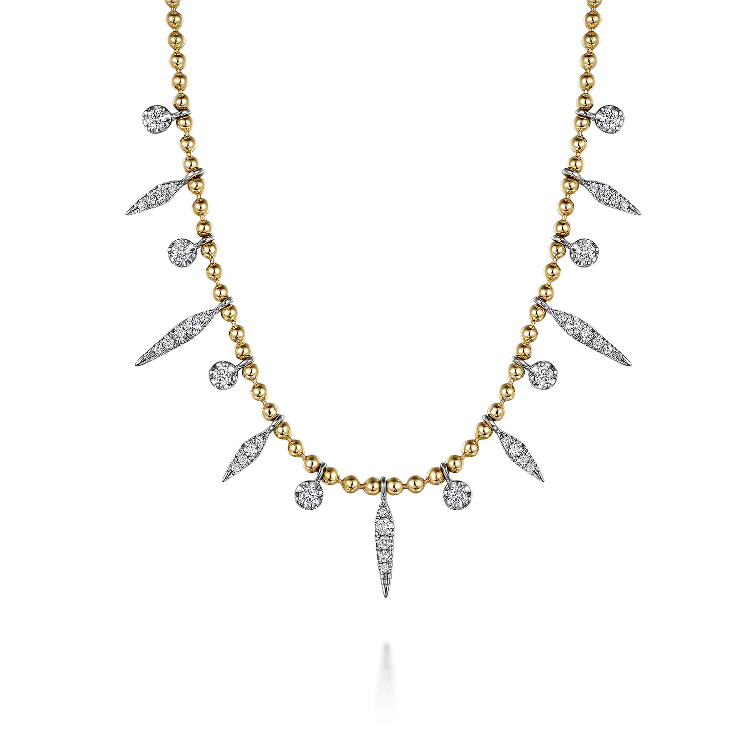 Bead Chain and Diamond Droplet Necklace