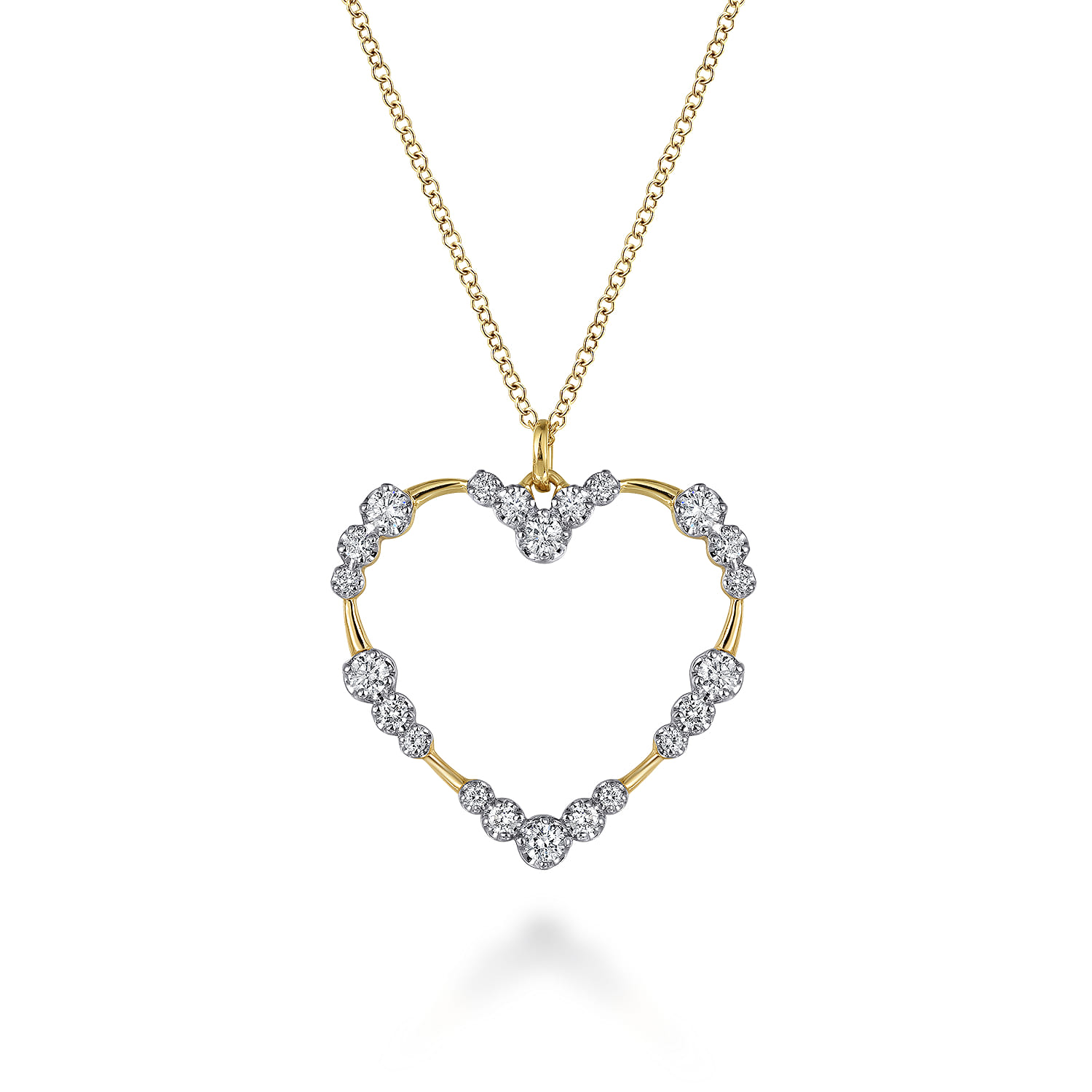Graduated Diamond Station Pendant Necklace in 14K Yellow Gold