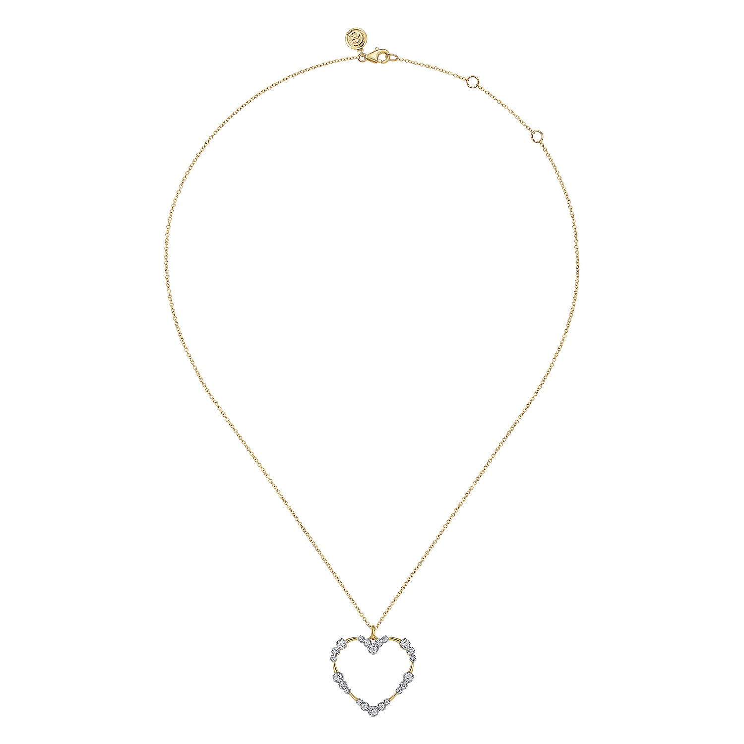 Graduated Diamond Station Pendant Necklace in 14K Yellow Gold, photograph 2
