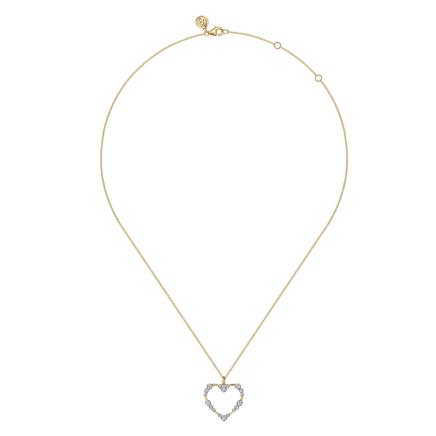 Graduated Diamond Station Pendant Necklace in 14K Yellow Gold, photograph 2