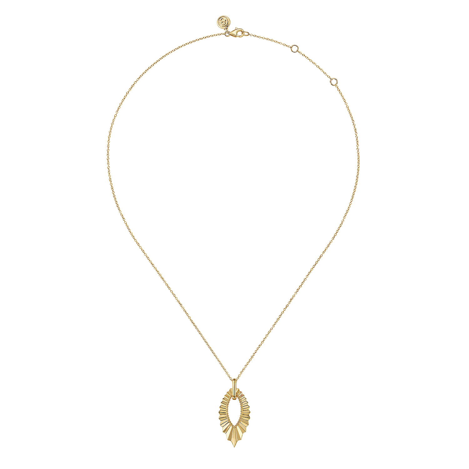 Augmented Diamond Cut Pendant Necklace in 14K Yellow Gold, photograph 2