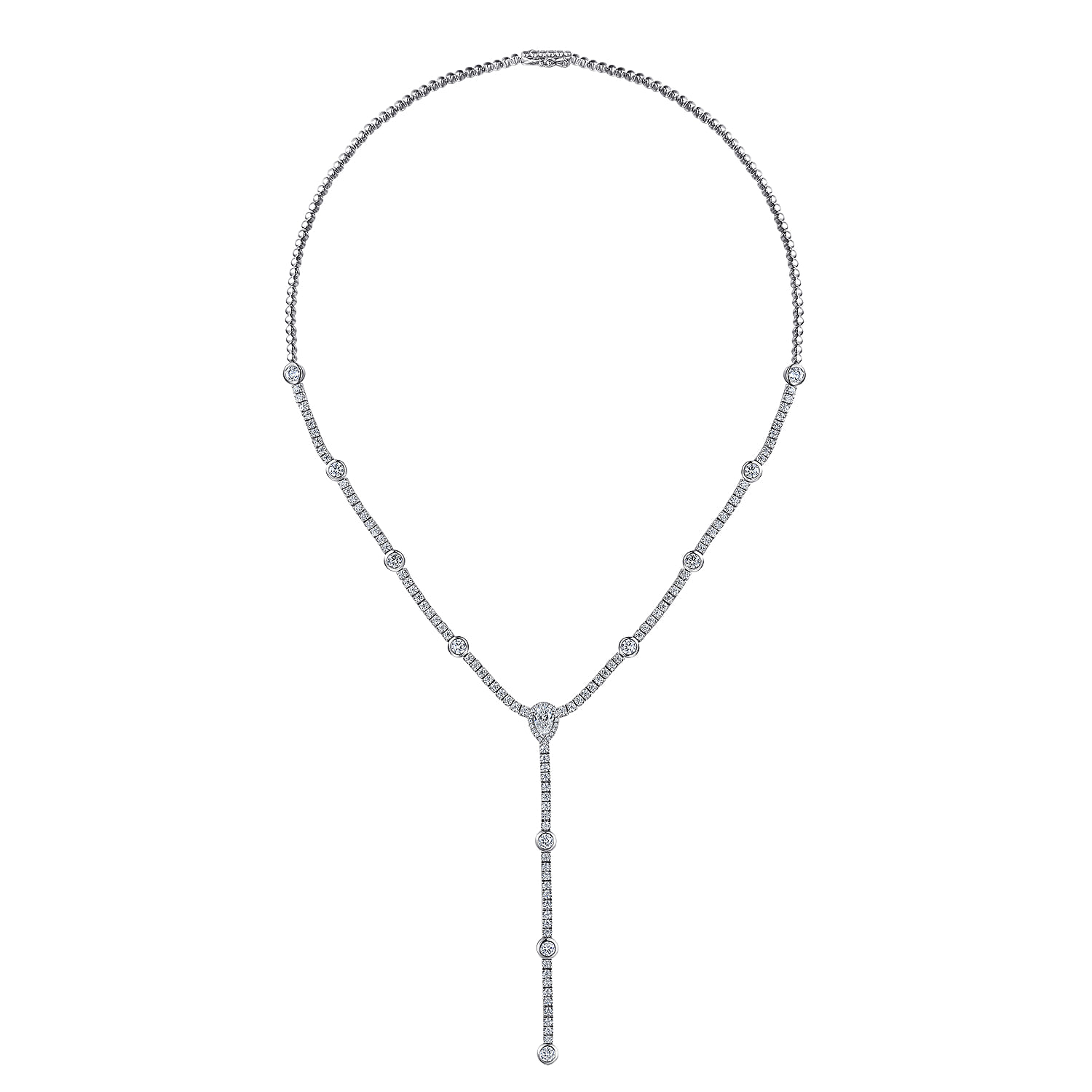 Diamond Tennis Necklace in 14K White Gold, photograph 2