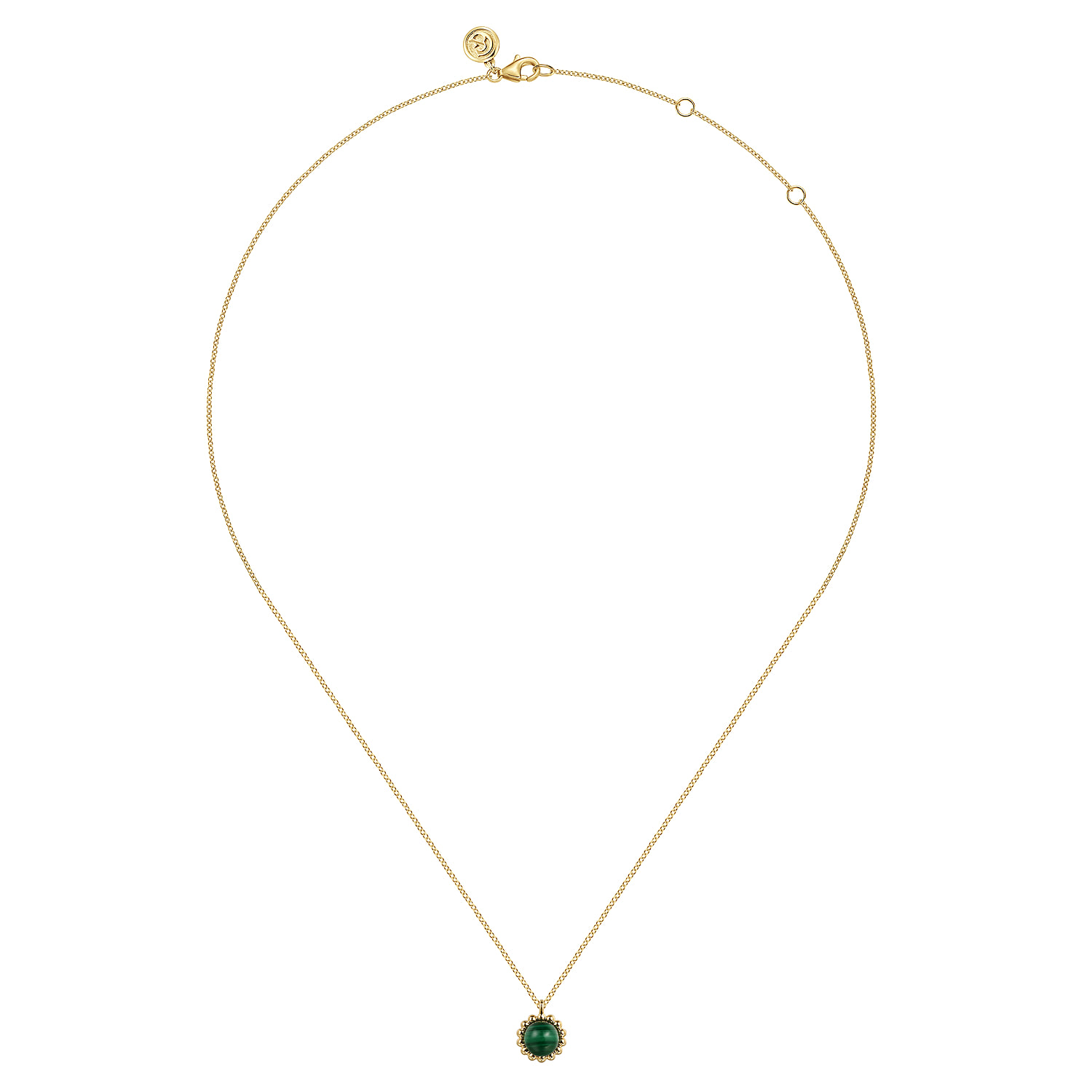 Bujukan Malachite Pendant Necklace in 14K Yellow Gold, photograph 2