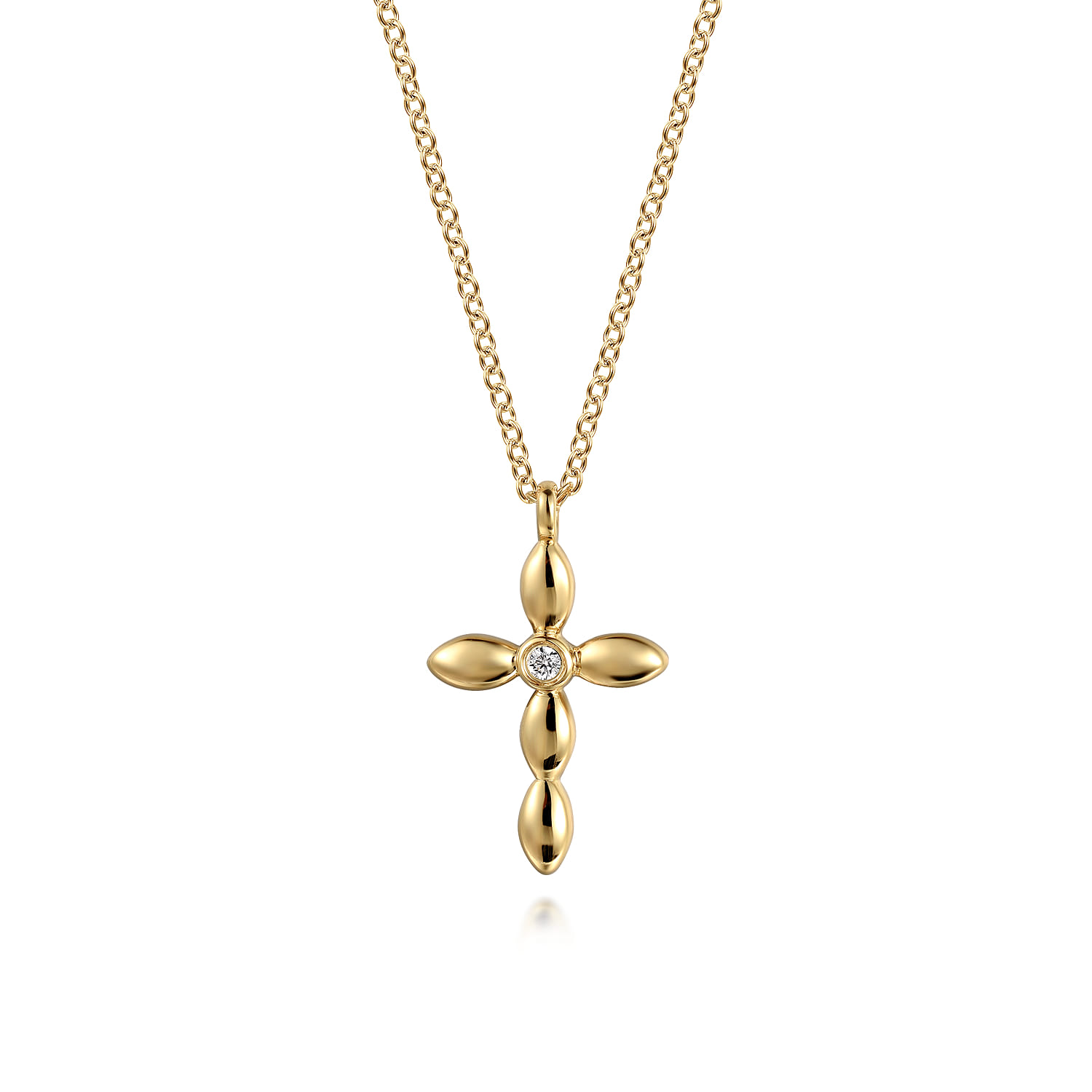 Diamond Cross Necklace 0.02ct in 14K Yellow Gold
