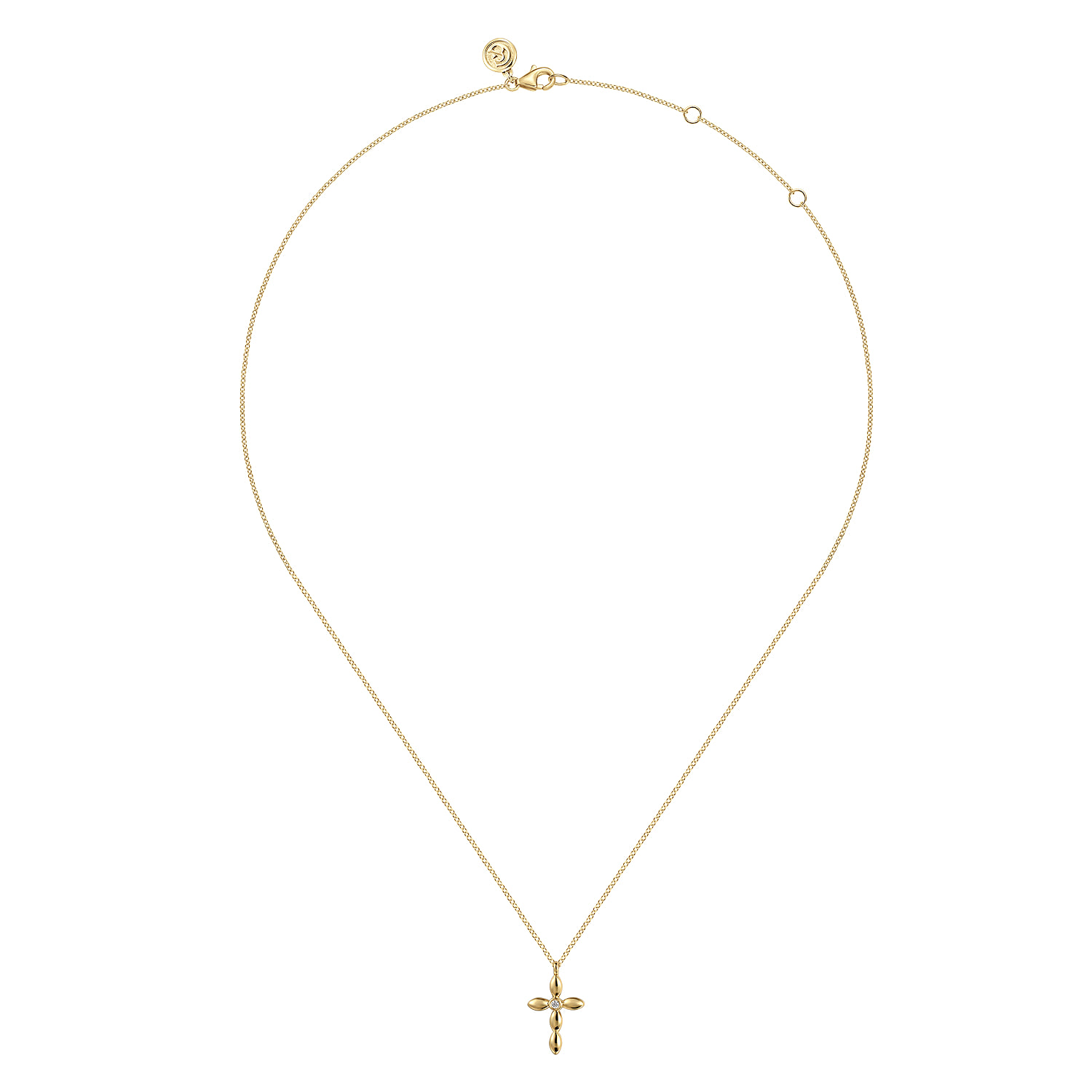 Diamond Cross Necklace 0.02ct in 14K Yellow Gold, photograph 2