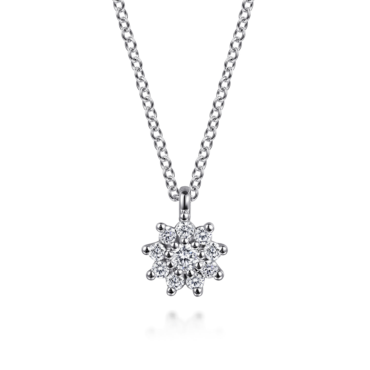 White Sapphire Cluster Pendant Necklace