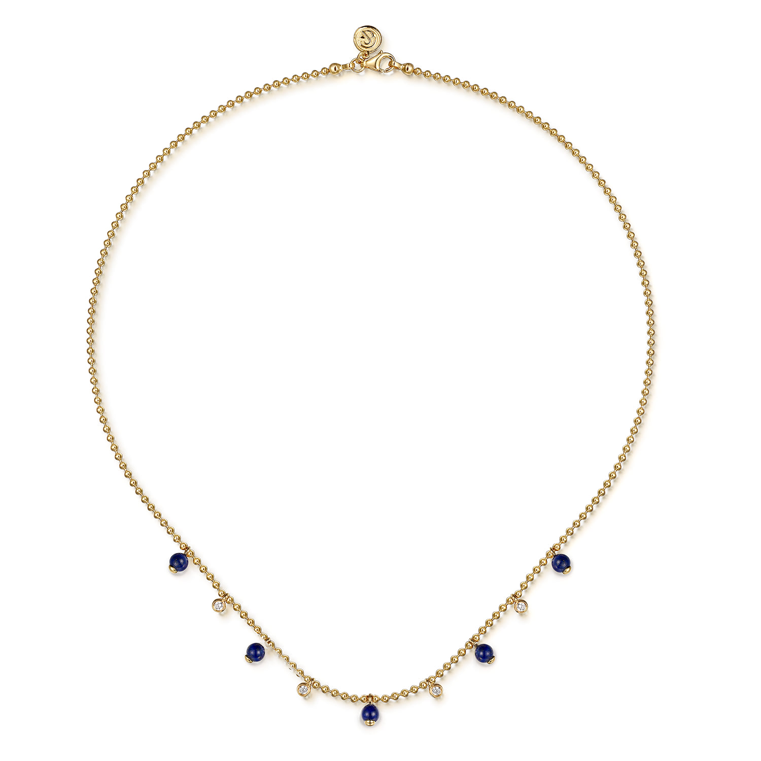 Bujukan Lapis and White Sapphire Droplet Necklace in 14K Yellow Gold, photograph 2
