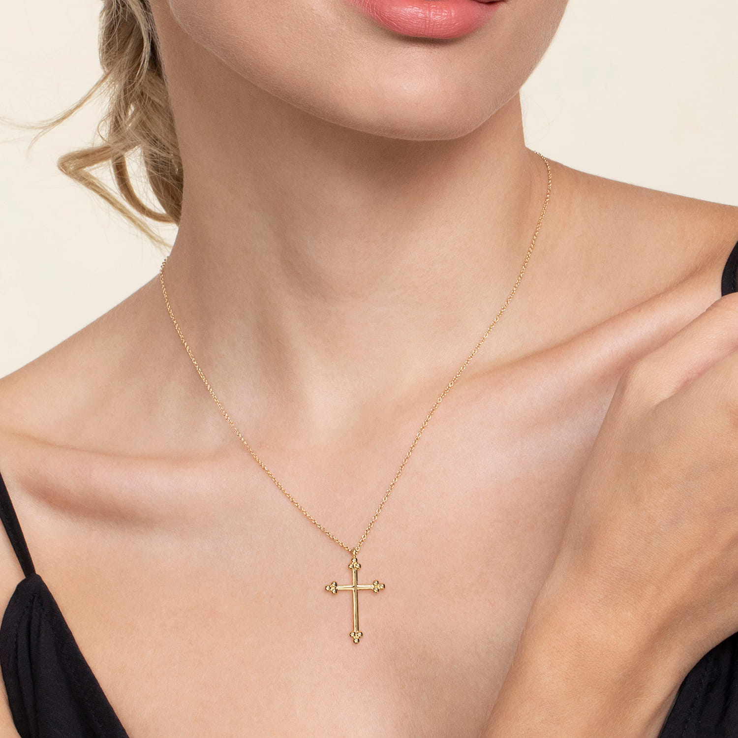 Cross Necklace 24mm-Bujukan in 14K Yellow Gold, photograph 3